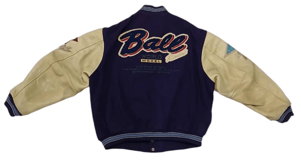 Leather 80s BALL Leather Sleeve Varsity Jacket Button Size US M / EU 48-50 / 2 - 2 Thumbnail