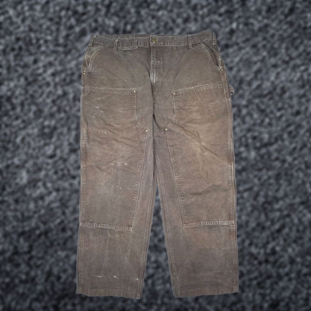 Carhartt Carhartt Pants Men 40 x 29.5 Brown Distress Double Knee Canvas Straight Fit Regular 5-Pocket Workwear Casual Carhartt B136 Size US 40 / EU 56 - 1 Thumbnail