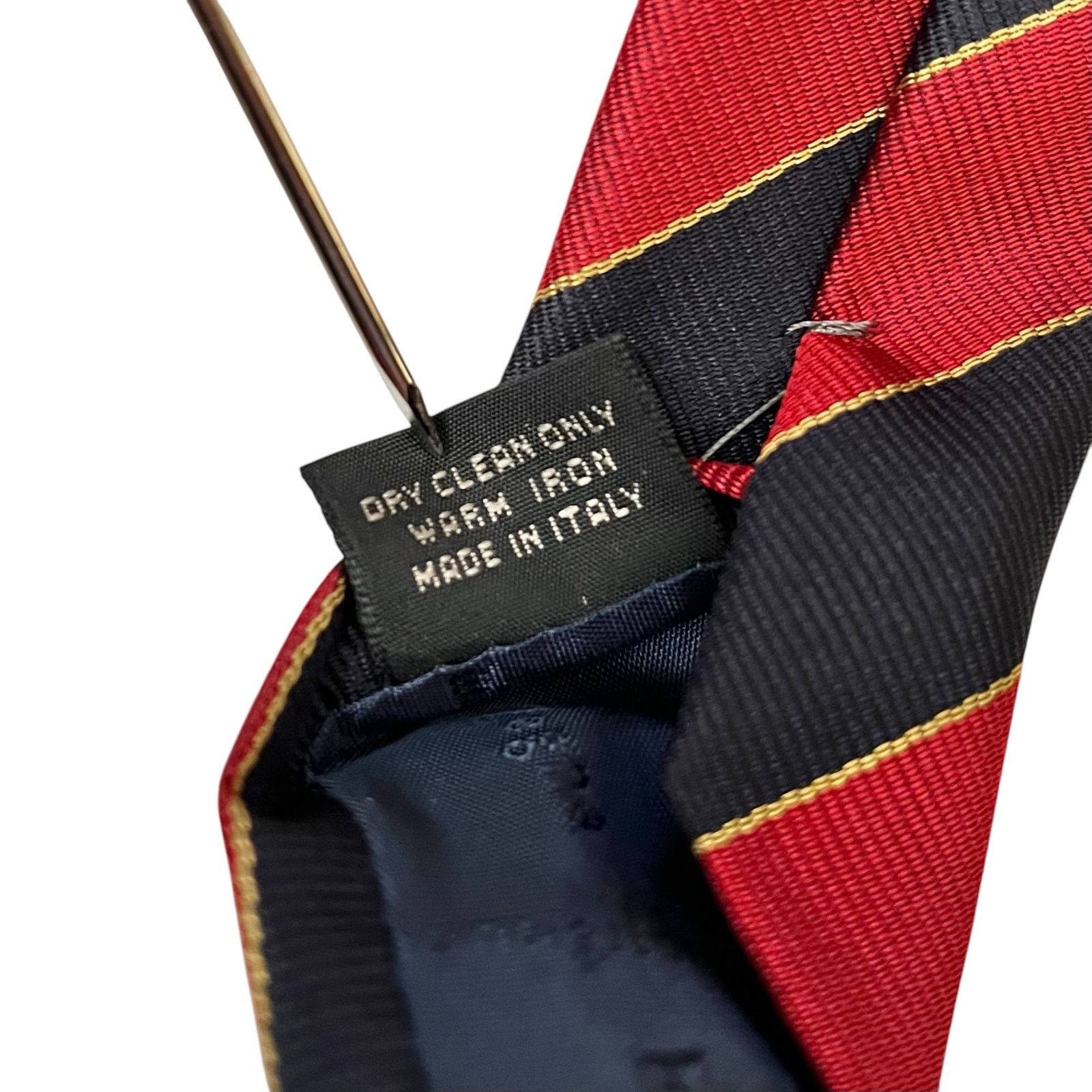 Ermenegildo Zegna Ermenegildo Zegna Regimental Striped Red Navy Blue Silk Tie Size ONE SIZE - 8 Thumbnail