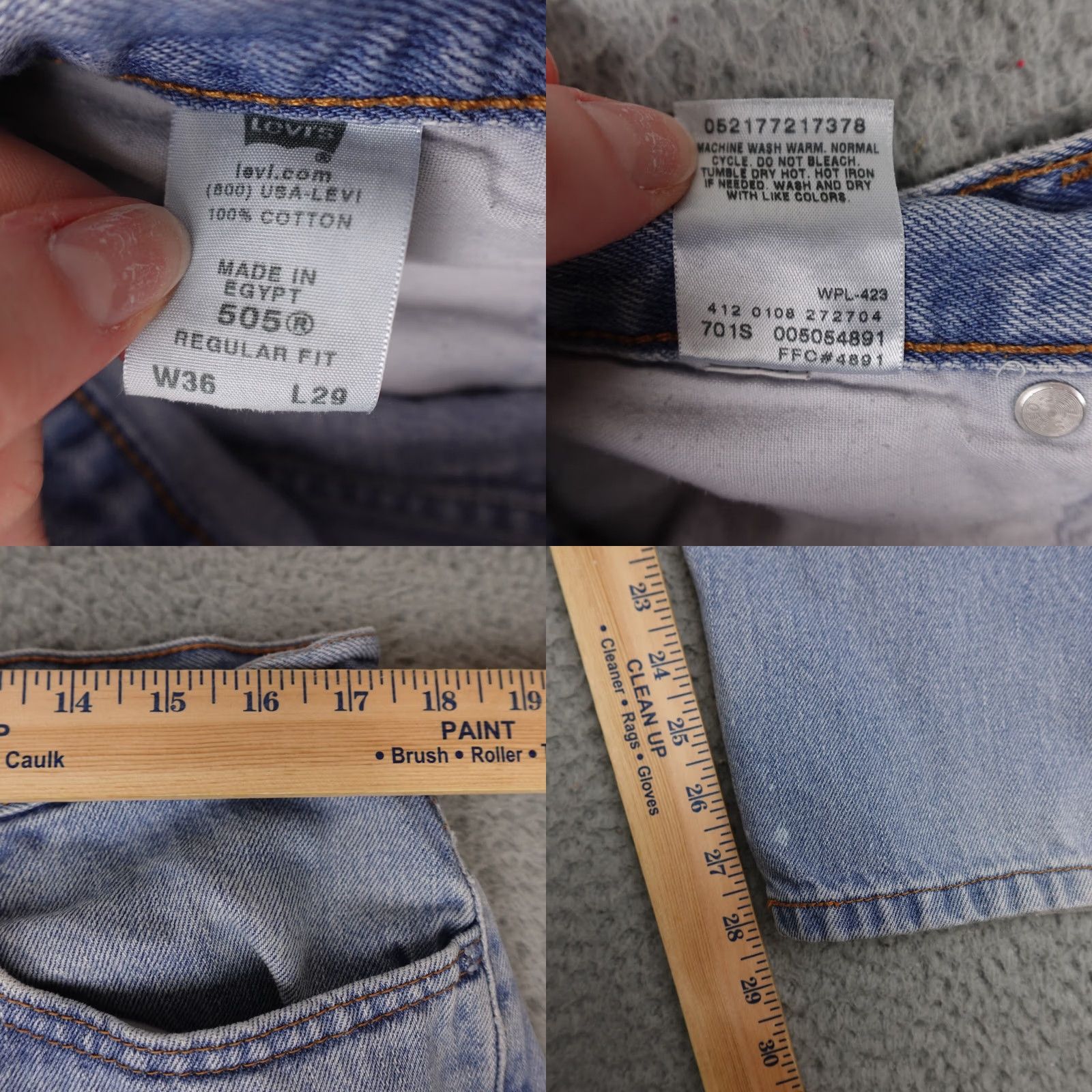 Levi's Levis 505 Jeans Mens 35 Blue Denim Light Wash Straight Retro Size US 35 - 9 Thumbnail