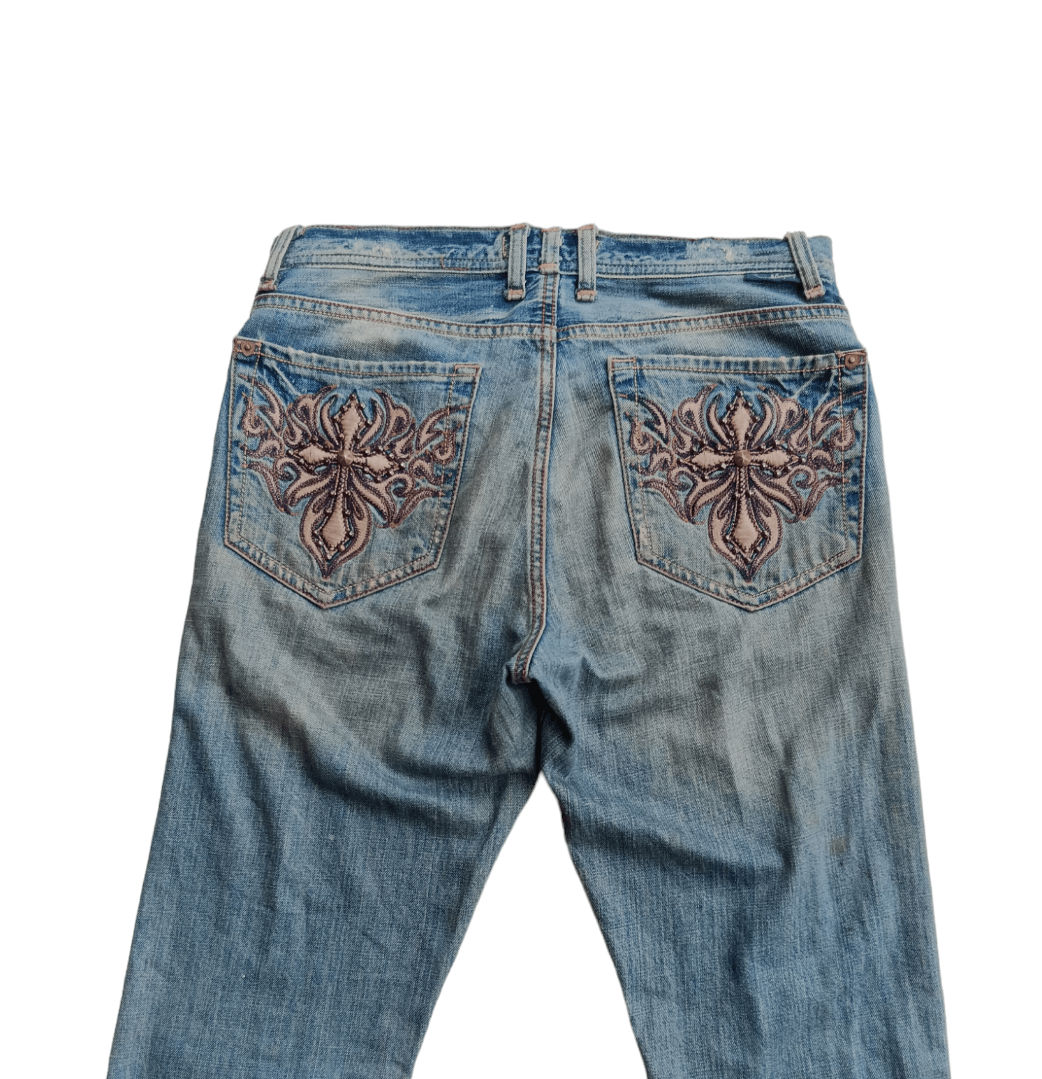 Japanese Brand J&COMPANY CROSS PATCH EMBROIDERY DENIM BOOTCUT Size US 33 - 2 Thumbnail