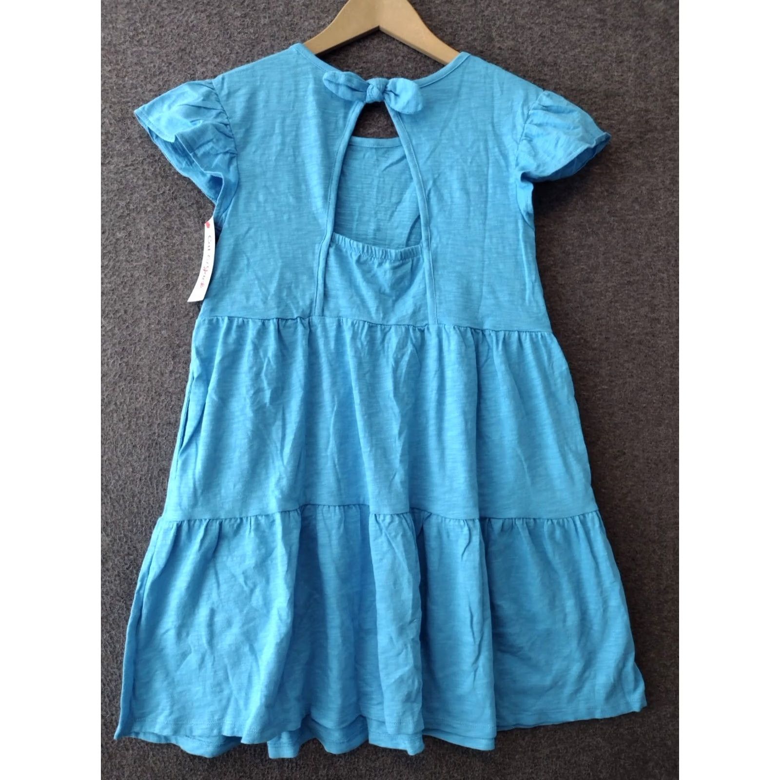 Vintage Cat & Jack Girls Dress L Turquoise Fit & Flare Mini Cap Sleeve Casual, Travel Size L / US 10 / IT 46 - 2 Thumbnail