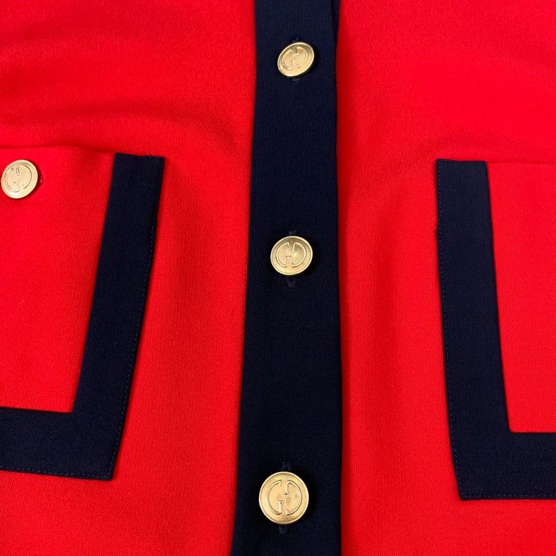Gucci GucciRed gold button multi-pocket round-neck long-sleeved d Size S / US 4 / IT 40 - 5 Thumbnail