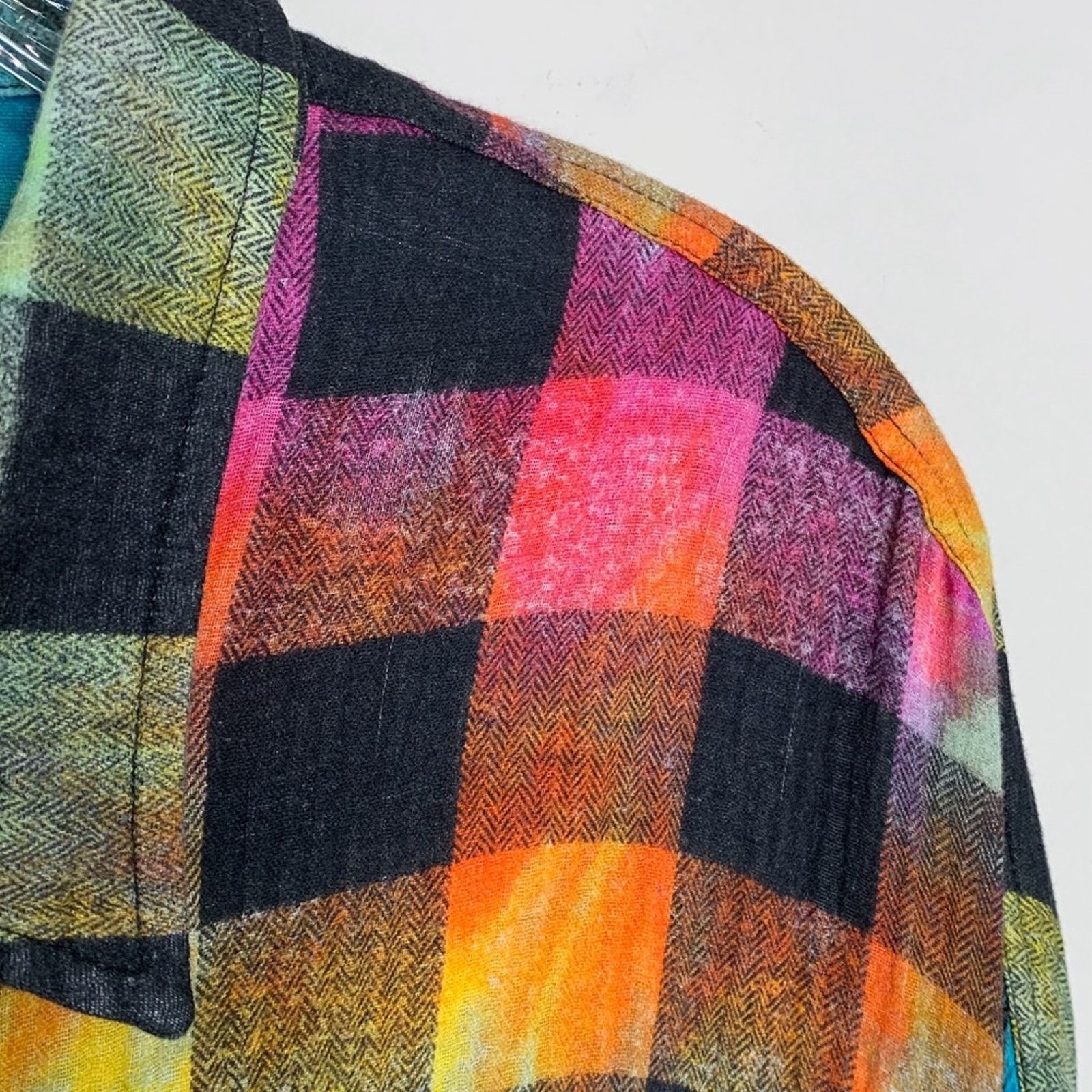 R13 R13 Oversized Drop Neck Shirt (Sz XS) Rainbow Plaid Check Size XS / US 0-2 / IT 36-38 - 13 Thumbnail