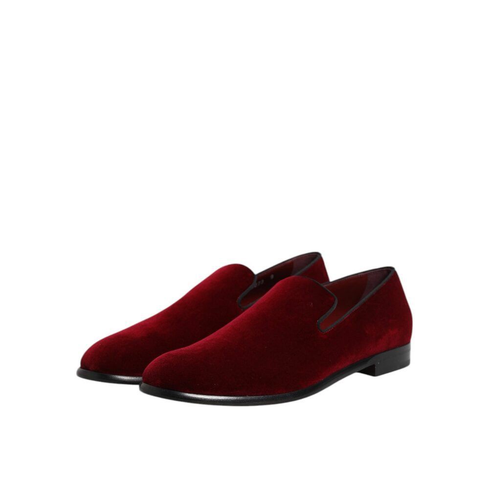 Dolce & Gabbana Dolce & Gabbana Red Cotton Velvet Slip On Loafers Formal Sho Size US 9 / EU 42 - 4 Thumbnail