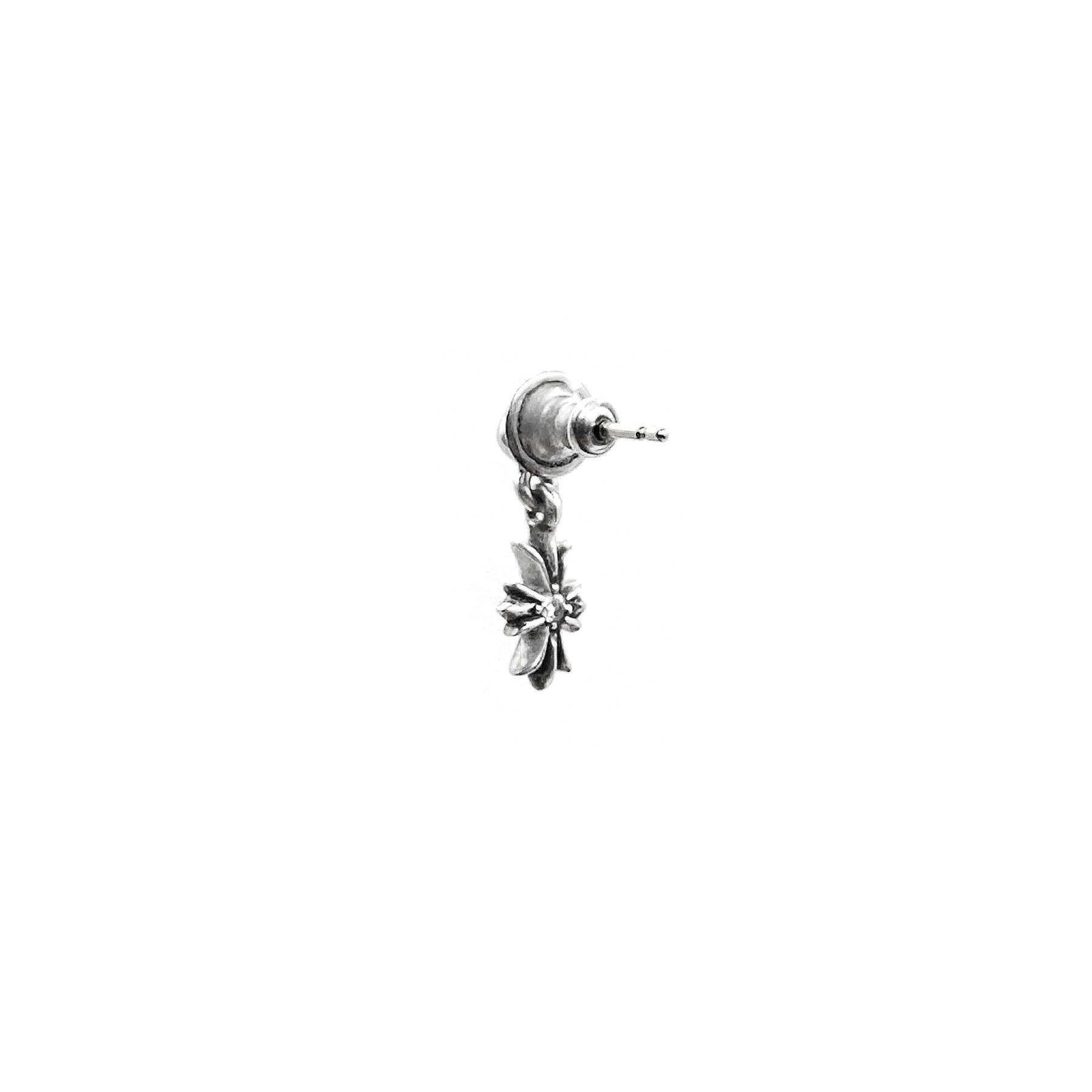 Chrome Hearts Chrome Hearts Silver Diamond Tiny E Cross Earring Stud Size ONE SIZE - 3 Thumbnail