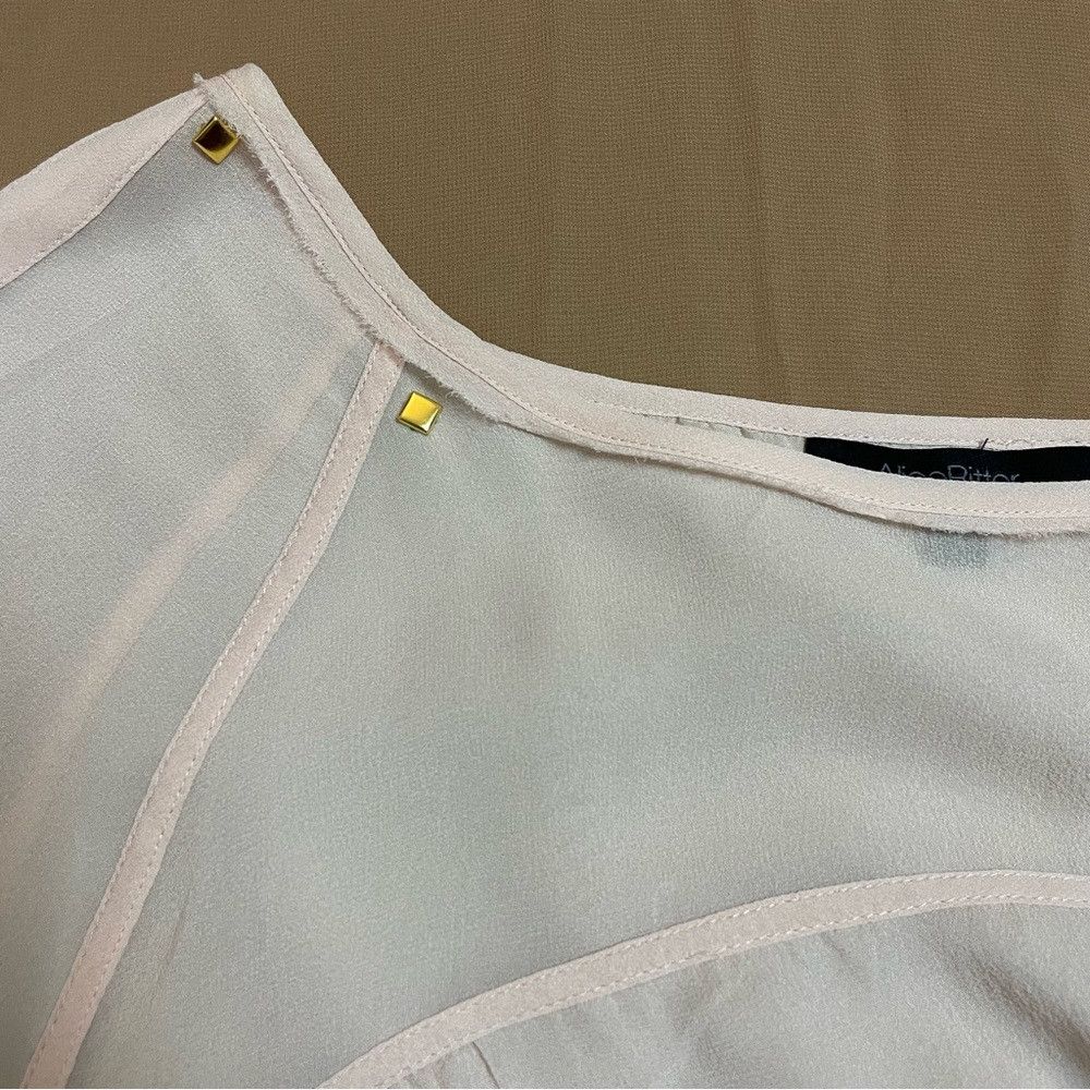 Other Alice Ritter Silk Pale Pink Short Sleeve Top Blouse Size 10 Size L / US 10 / IT 46 - 6 Thumbnail
