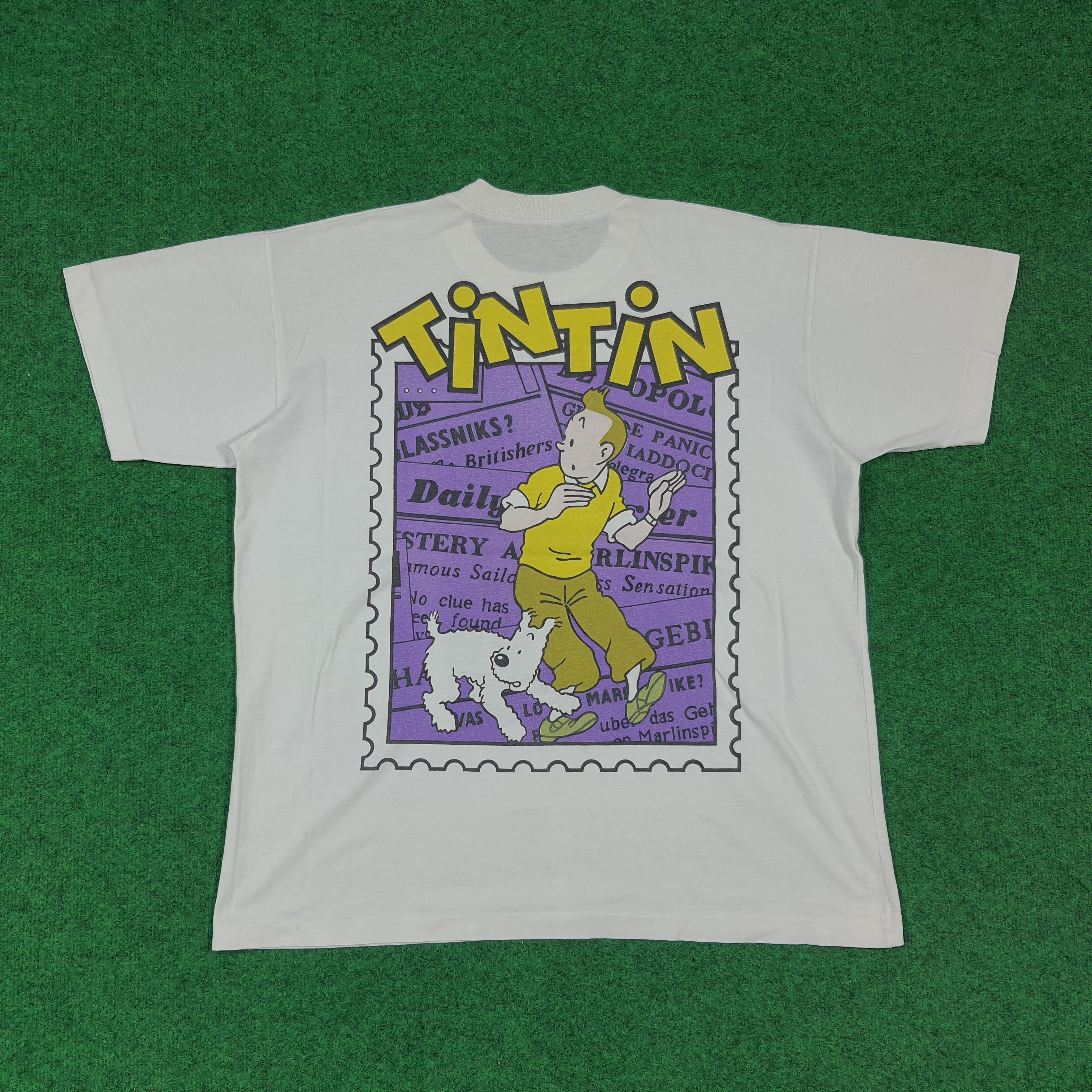 Vintage Vtg 90s Tintin Double Printed Single Stitch Tshirt C294N75 Size US XL / EU 56 / 4 - 4 Thumbnail