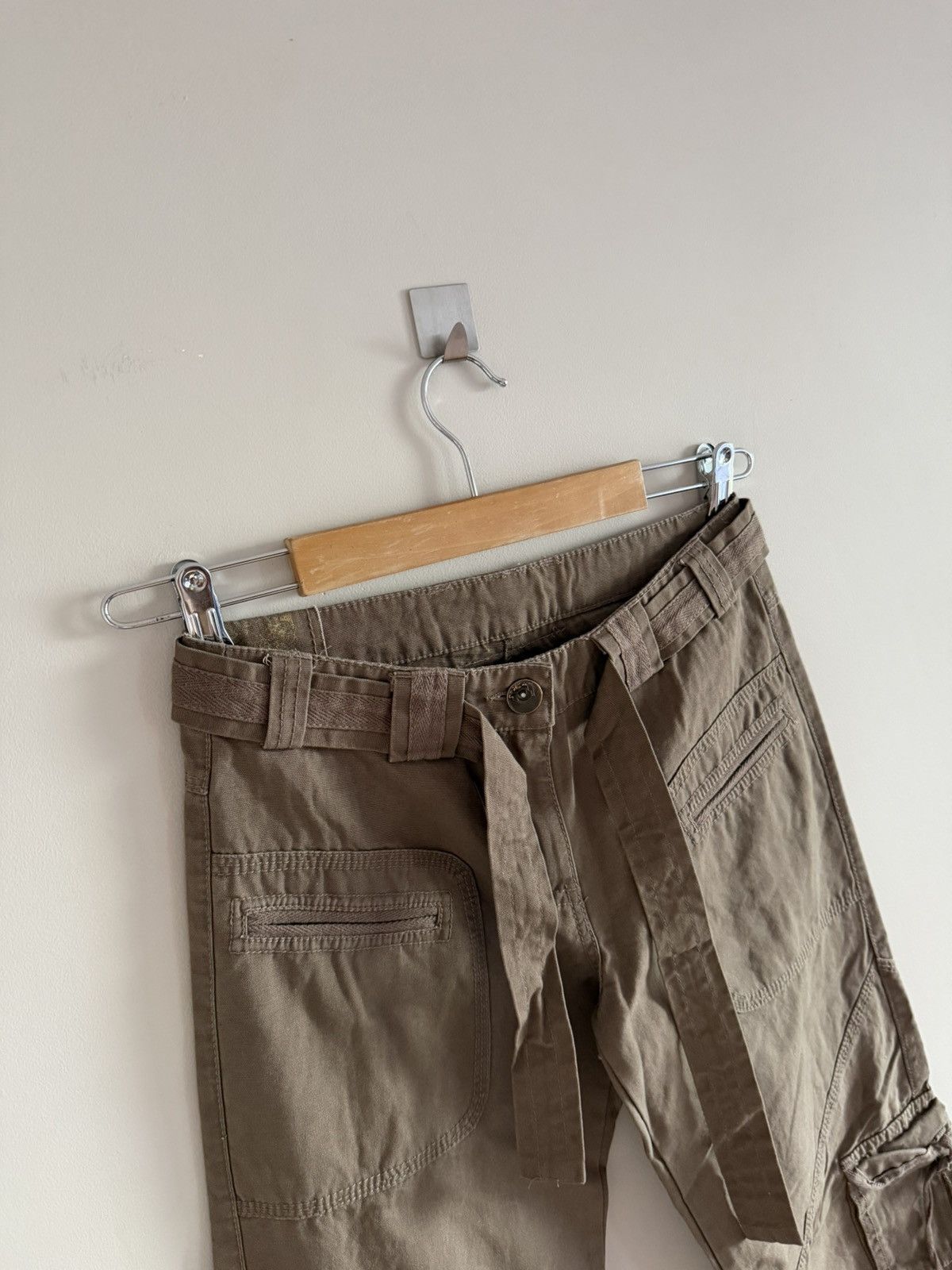 Vintage Avant-Garde Embroidered Brown Cargo Pants Size 27" / US 4 / IT 40 - 2 Thumbnail