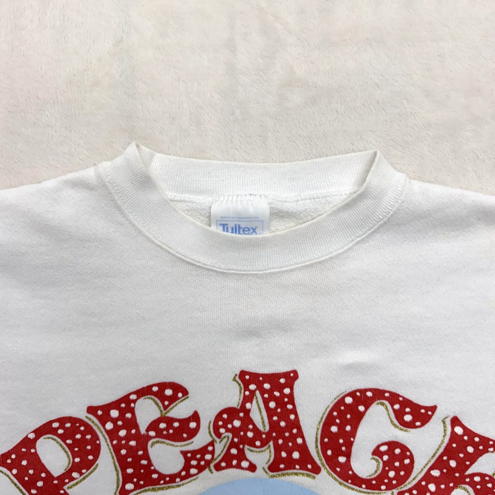 Tultex VINTAGE Tultex Peace On Earth Sweatshirt Mens Large White Christmas Graphic 90s Size US L / EU 52-54 / 3 - 3 Thumbnail