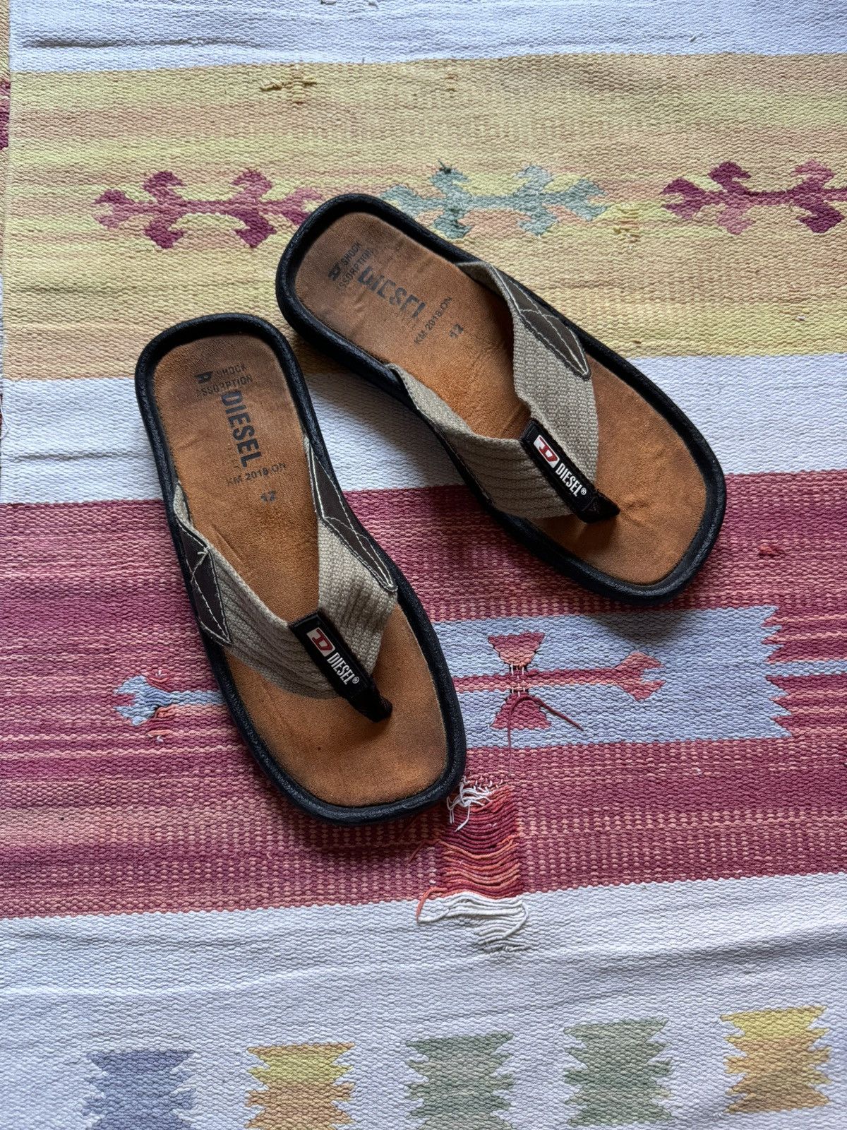 Diesel Vintage 00’s Diesel y2k Japanese Khaki Sandals Size US 8.5 / IT 38.5 - 3 Thumbnail