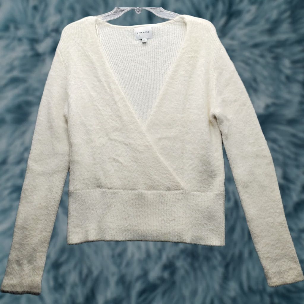 Vintage Pink Rose Wrap Sweater Womens XL Tan Long Sleeve Surplice Knit V-Neck Pullover Casual Shirt Womens Size XL Tan Pink Rose Wrap Sweater Size XL / US 12-14 / IT 48-50 - 1 Thumbnail