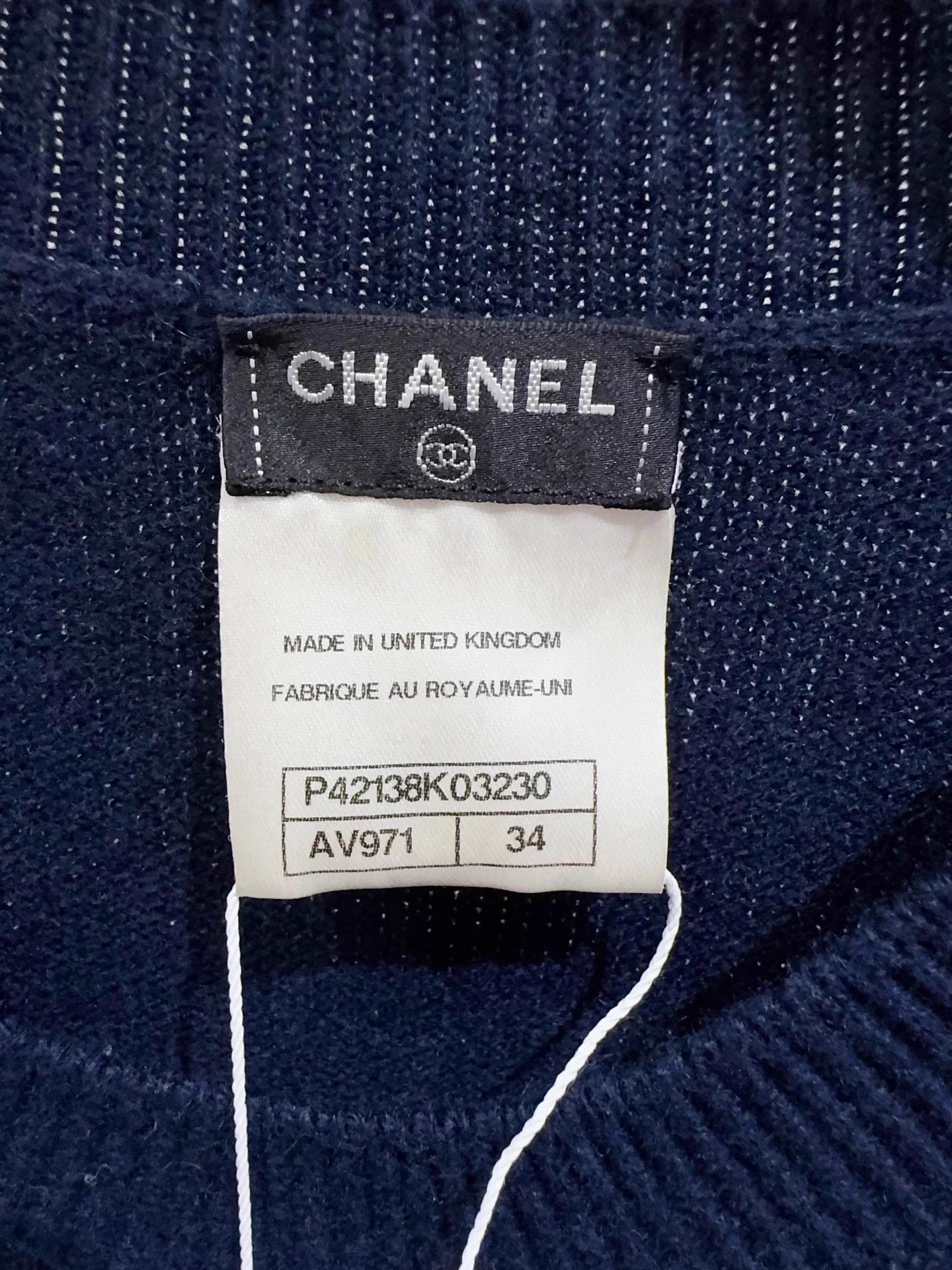 Chanel Chanel Navy Blue Knit Sweater Dress 34 CC Turnlock Size XS / US 0-2 / IT 36-38 - 3 Thumbnail