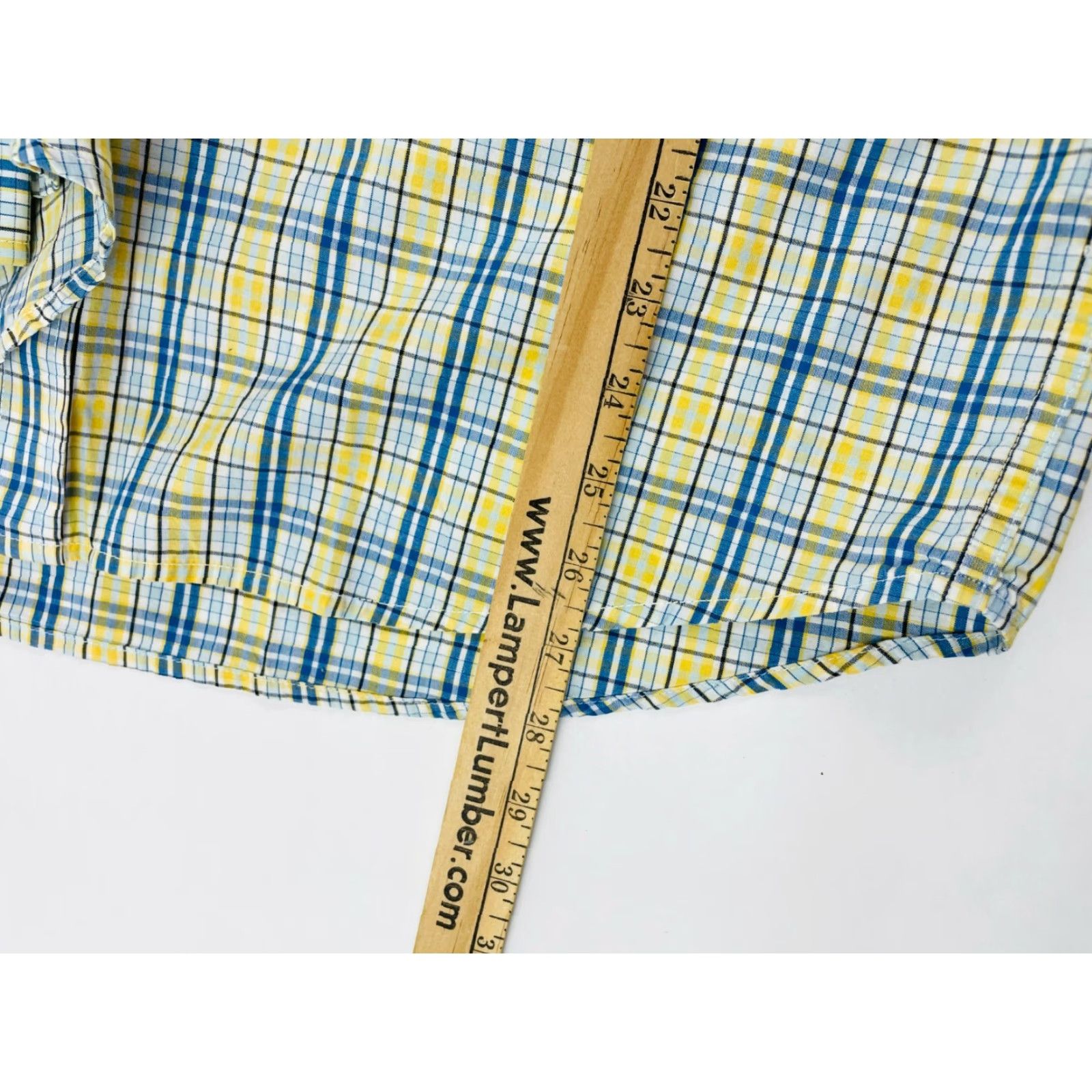 BKE BKE Shirt Men's Large Yellow Blue Check Long Sleeve Button Up Regular Fit Size US L / EU 52-54 / 3 - 5 Thumbnail