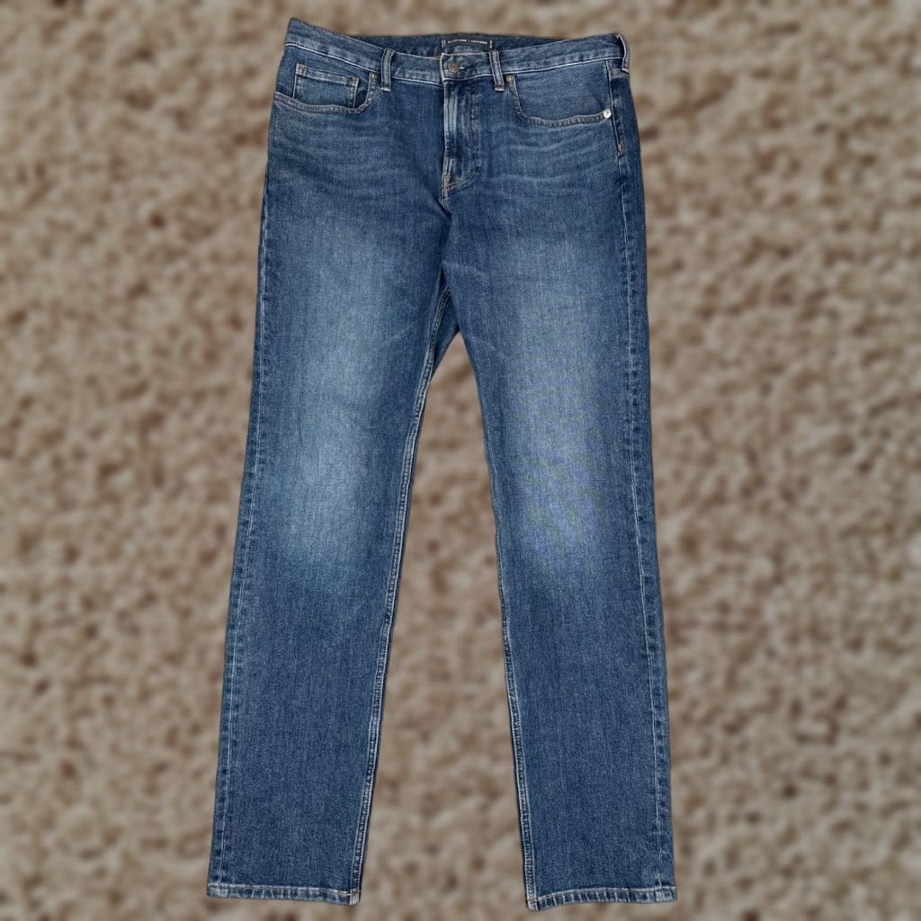Everlane Everlane Jeans Mens 33x32 Blue Denim Slim Straight Leg Uniform Cotton Blend Work Size US 33 - 1 Thumbnail