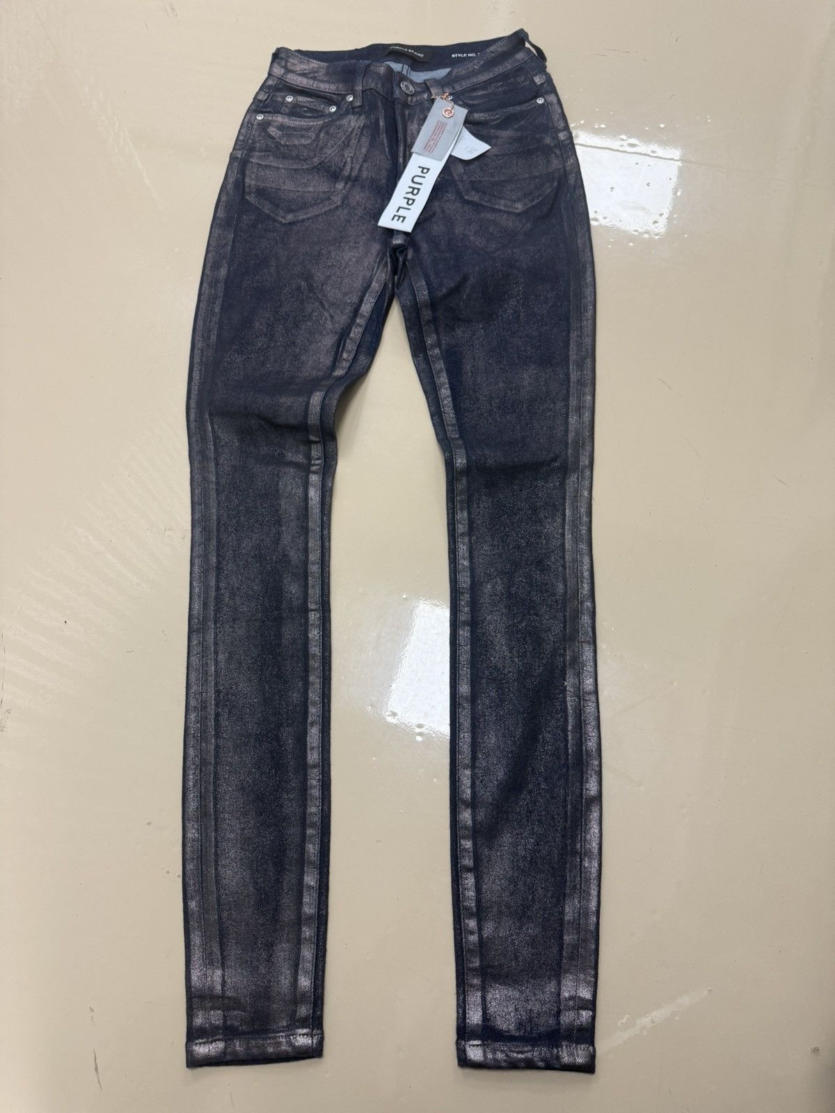 Other Purple Brand Skinny Silver Foil Jeans Size 26" / US 2 / IT 38 - 1 Thumbnail
