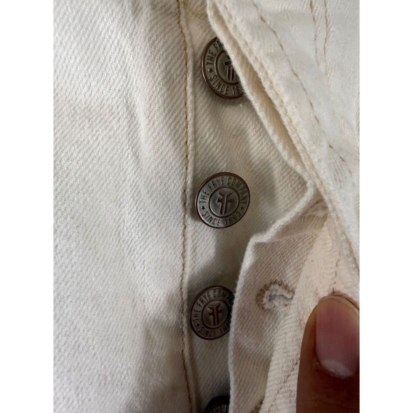 Frye Frye Barrel Ankle Jeans Womens 6 Bone Ivory Denim Button Fly Stretch Tapered Leg NWT Size 28" / US 6 / IT 42 - 5 Thumbnail