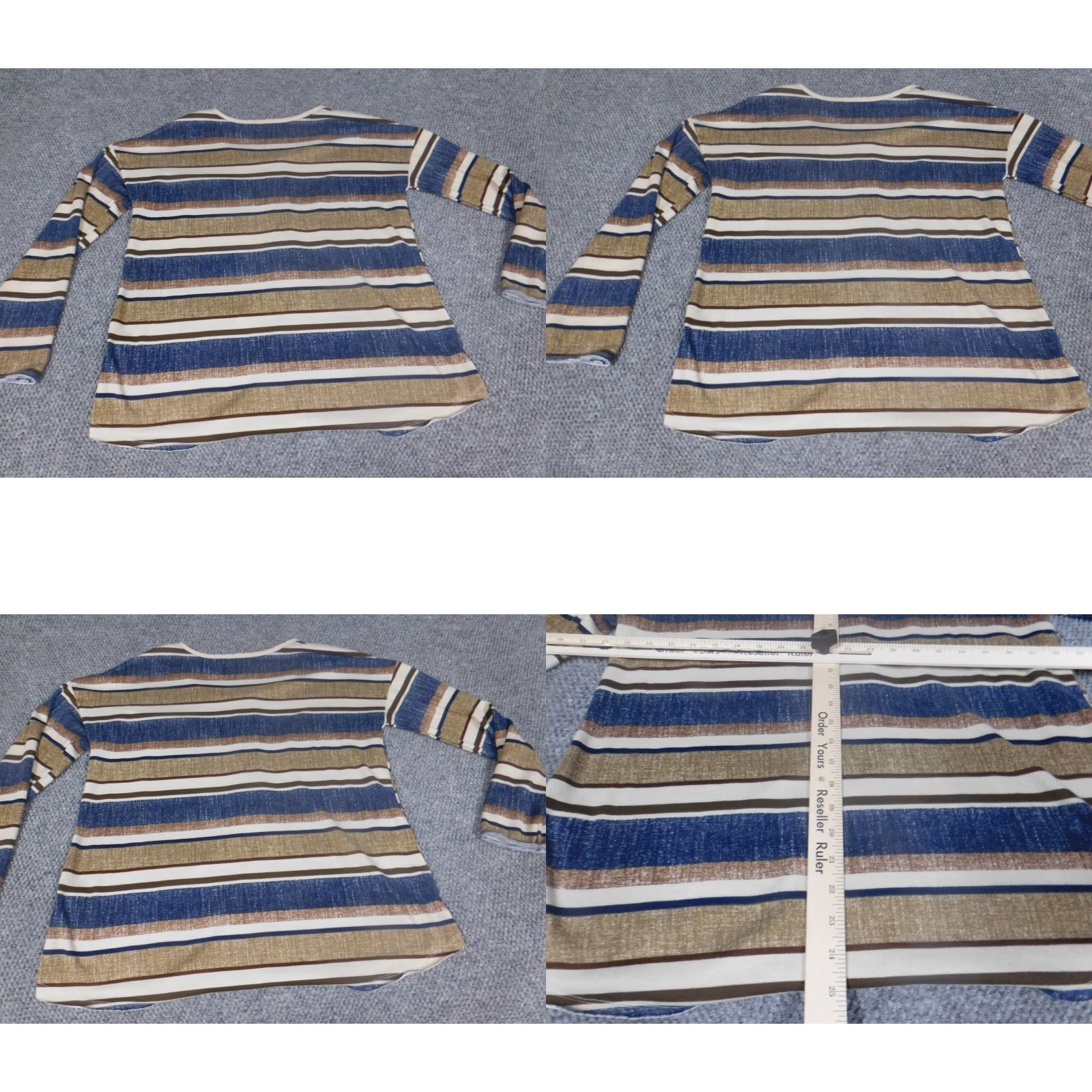 Vintage Entro Blouse Womens S Blue Pullover Round Neck Long Sleeve Striped Casual Polyester Open Pleated Modern Spring Regular Button-Down Collar Style Basic Size S / US 4 / IT 40 - 8 Thumbnail