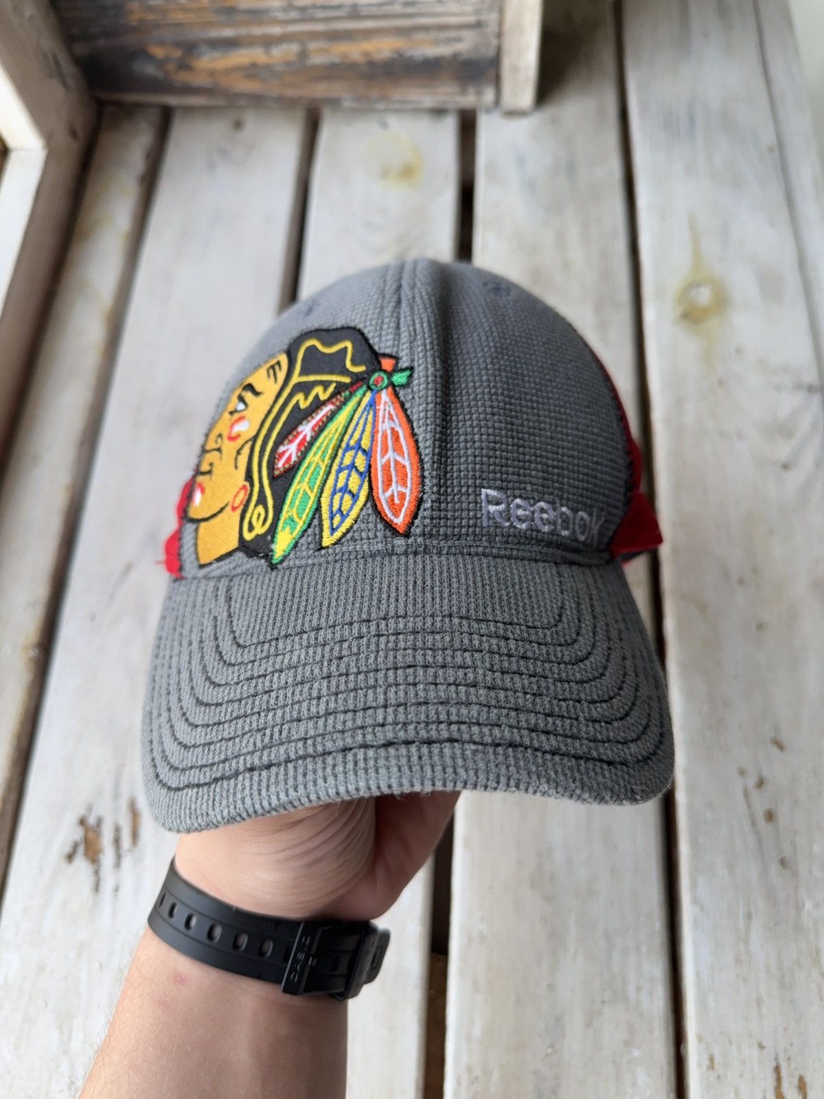 NHL × Reebok Vntg 00s Reebok Chicago Blackhawks Stanley Cup Playoffs cap Size ONE SIZE - 3 Thumbnail