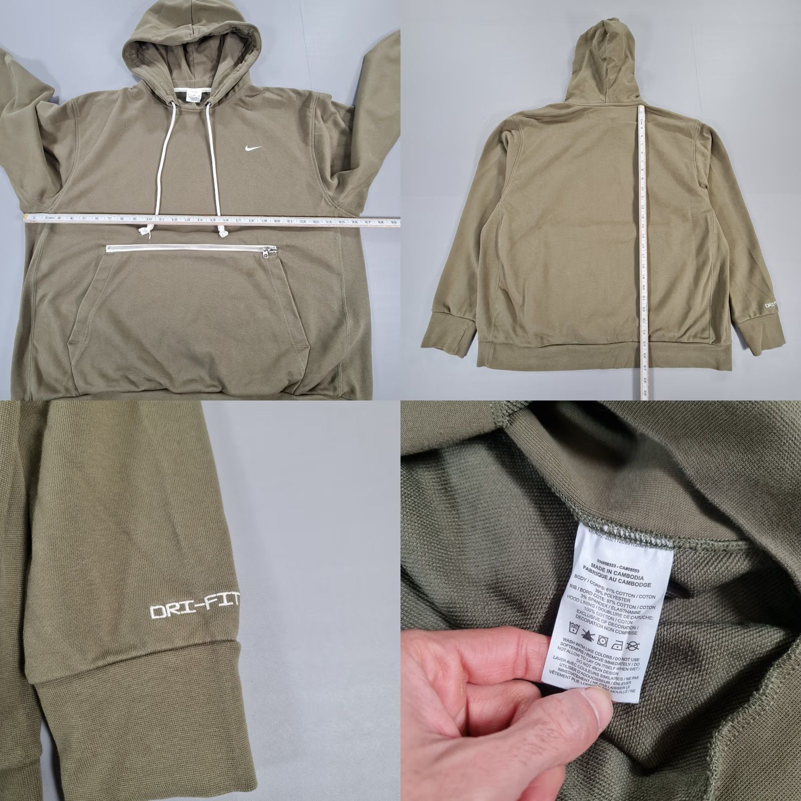 Nike Nike Mens Hoodie Pullover XL Green Cotton Dri-Fit Logo Pockets Kangaroo Size XL Men} Size US XL / EU 56 / 4 - 8 Thumbnail