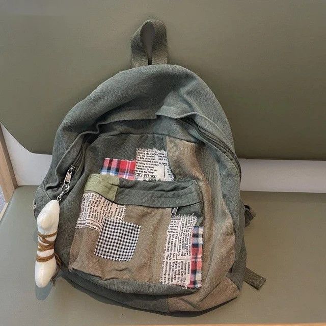 Japanese Brand × Vintage Japan Military Green Patchwork Backpack Bag Size ONE SIZE - 5 Thumbnail