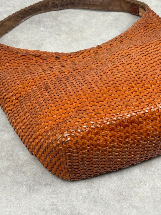 Gucci SS2004 Gucci Cognac Woven Leather Bamboo Handle Hobo Bag by Tom Ford Size ONE SIZE - 8 Thumbnail