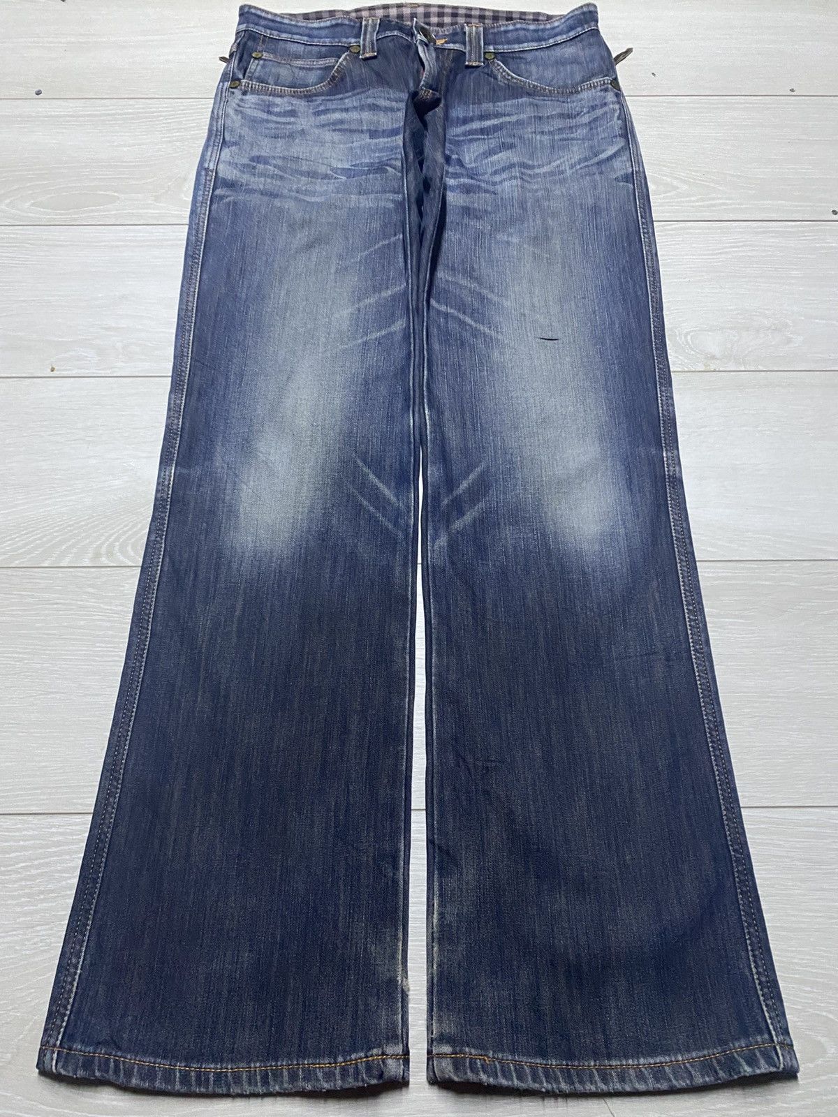 Junya Watanabe Vintage Edwin 503 Blue Trip Whisker Little Bootcut Jeans Size US 33 - 1 Thumbnail