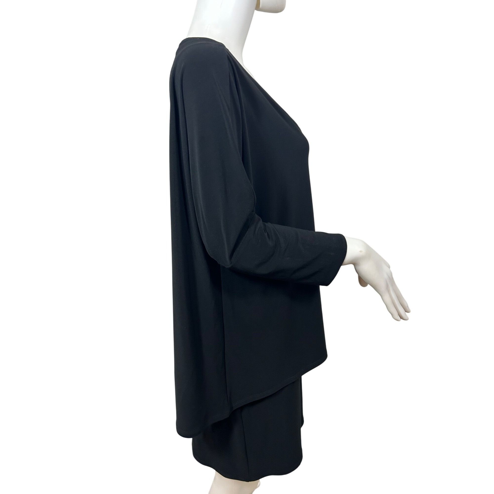 Joseph Ribkoff Joseph Ribkoff Tunic Top Black 14 3/4 Sleeves V-Neck Tiered Size XL / US 12-14 / IT 48-50 - 4 Thumbnail