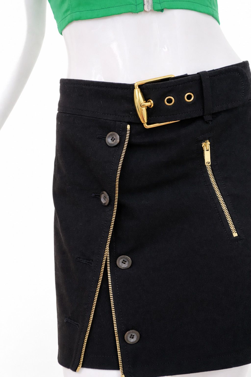 Gucci Gucci Black Mini Skirt Gold Hardware Zippers Belt Skirt Size 32" / US 10 / IT 46 - 12 Thumbnail