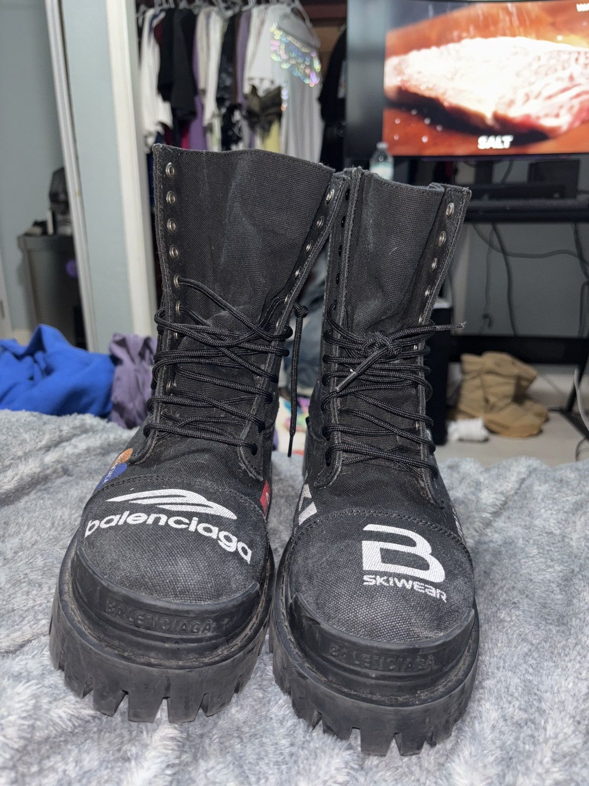 Balenciaga All over logo boot Size US 11.5 / EU 44-45 - 9 Thumbnail