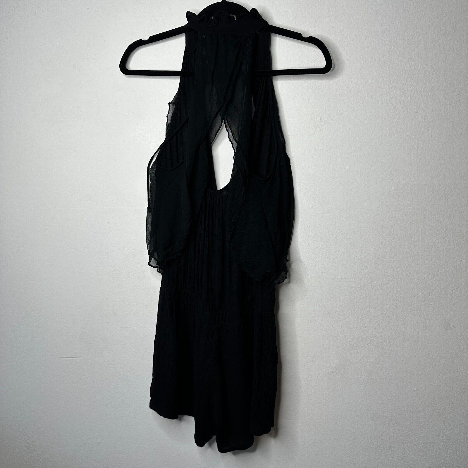 REVOLVE Ella Moss Black Piana Romper Tie Ruffle Trim Back Cut Out S Size 27" / US 4 / IT 40 - 6 Thumbnail