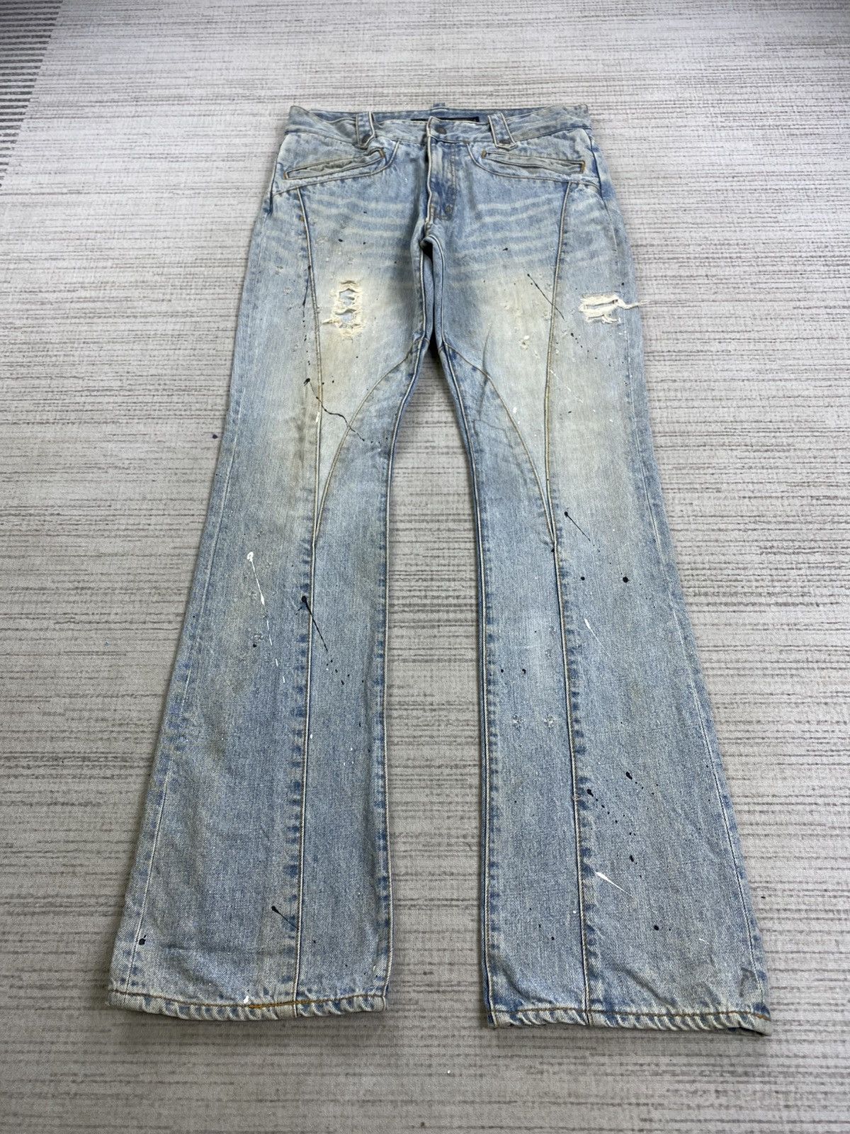 Schlussel × Vintage Vintage Flared Schlussel Distressed Blue Denim Pants Size 32" / US 10 / IT 46 - 1 Thumbnail