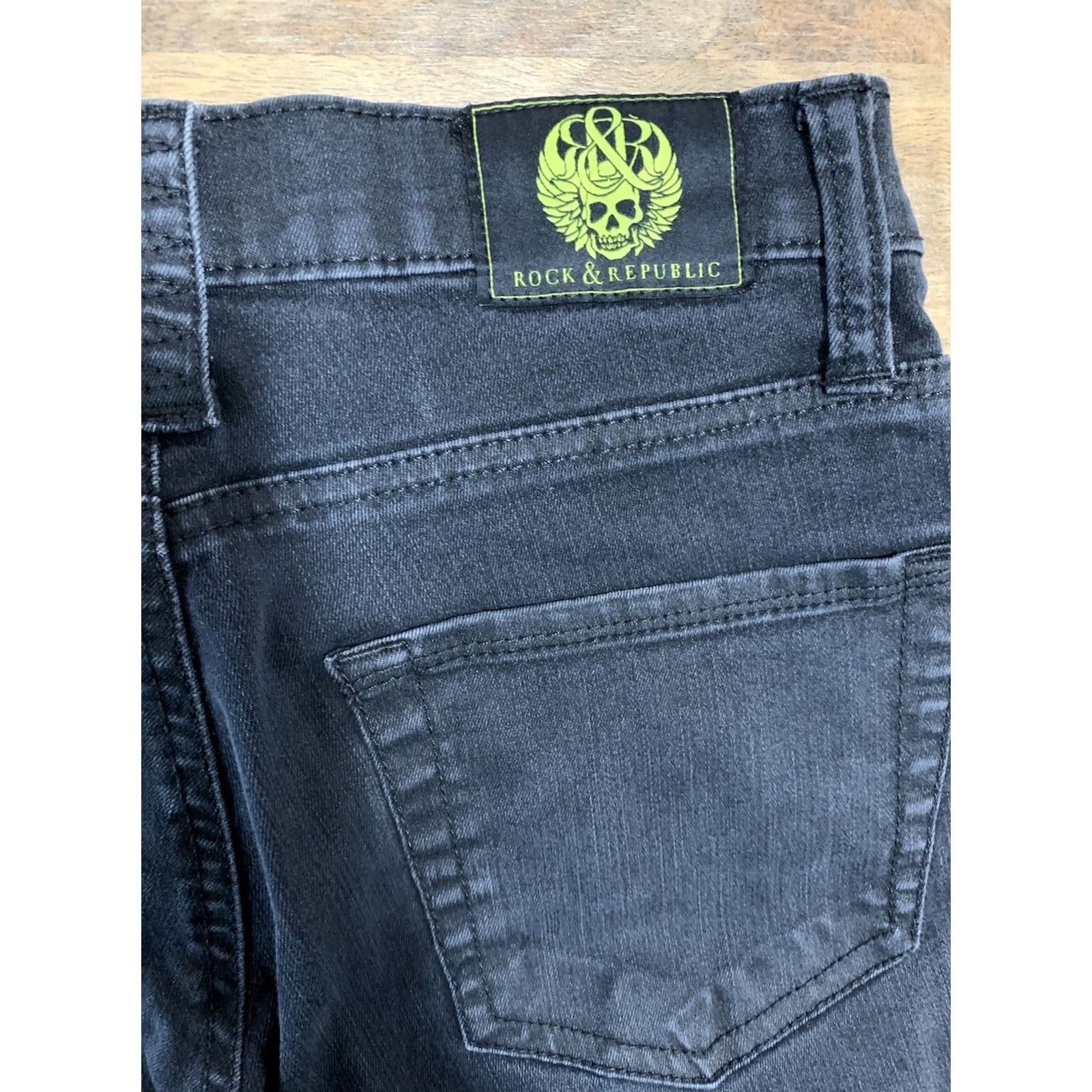 Vintage VINTAGE Rock & Republic Jeans 6 Womens 26x27 Black Mid Rise Skinny Rock Zipper Pockets Size 26" / US 2 / IT 38 - 5 Thumbnail