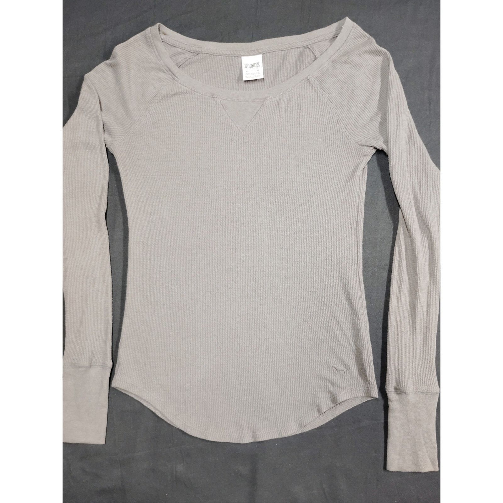 Victoria's Secret VS Pink Long Sleeve Ribbed Scoop Neck Top - Gray Size XS / US 0-2 / IT 36-38 - 1 Thumbnail
