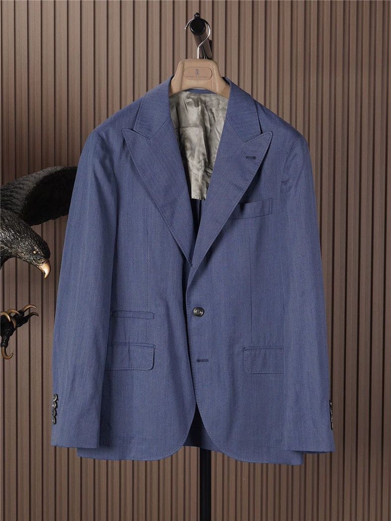 Brunello Cucinelli Brunello Cucinelli Men's Silk Cotton Blazer - dmc Size US L / EU 52-54 / 3 - 1 Thumbnail
