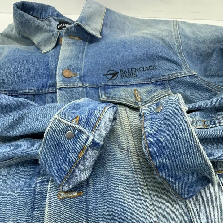 Balenciaga Balenciaga Classic Logo Embroidered Denim Jacket 0079-2507 Size US XS / EU 42 / 0 - 9 Thumbnail