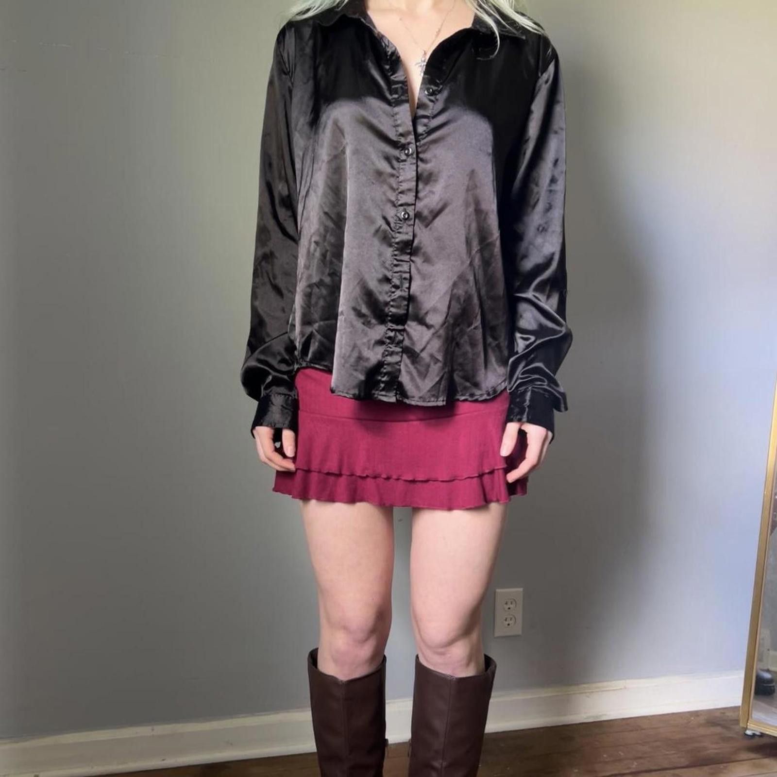 rue21 Black silky button up blouse Size M / US 6-8 / IT 42-44 - 3 Thumbnail