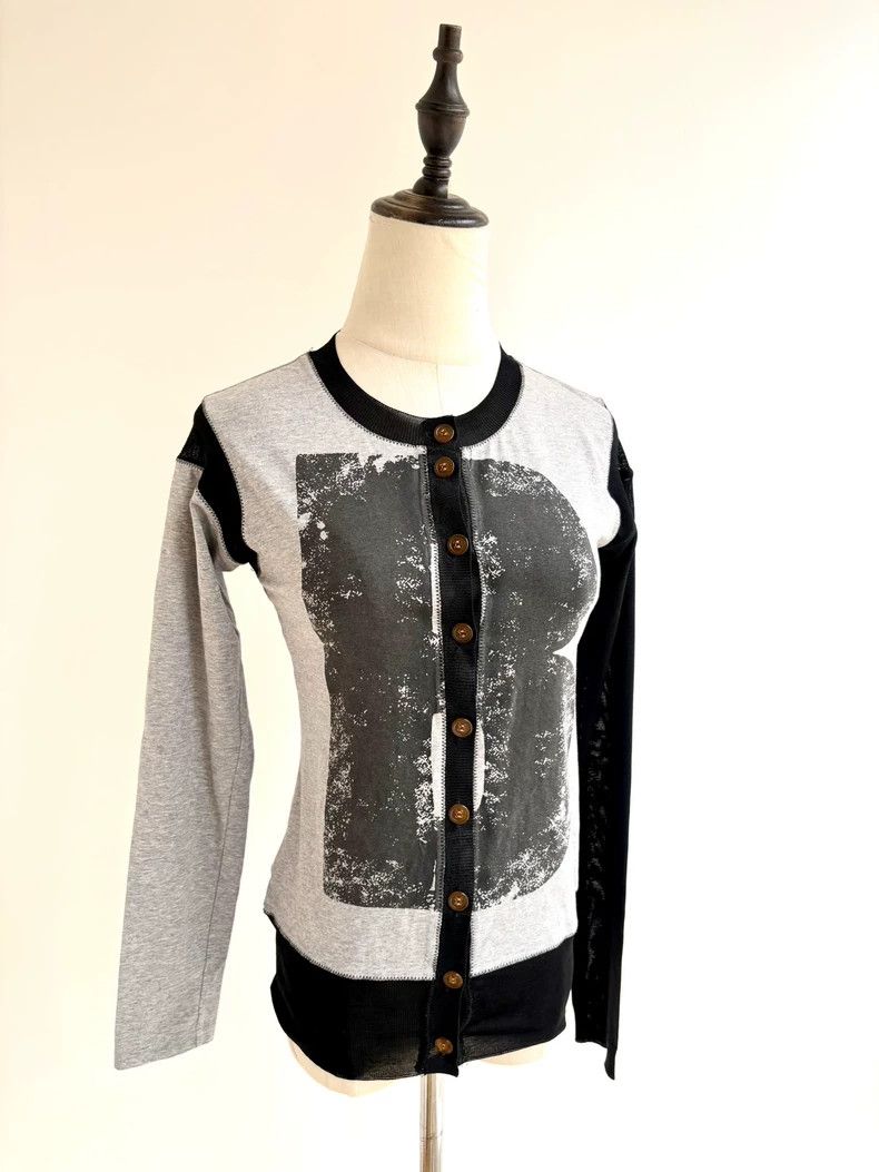 Vivienne Westwood Vivienne Westwood Gray and black patchwork letter B cardig Size M / US 6-8 / IT 42-44 - 4 Thumbnail