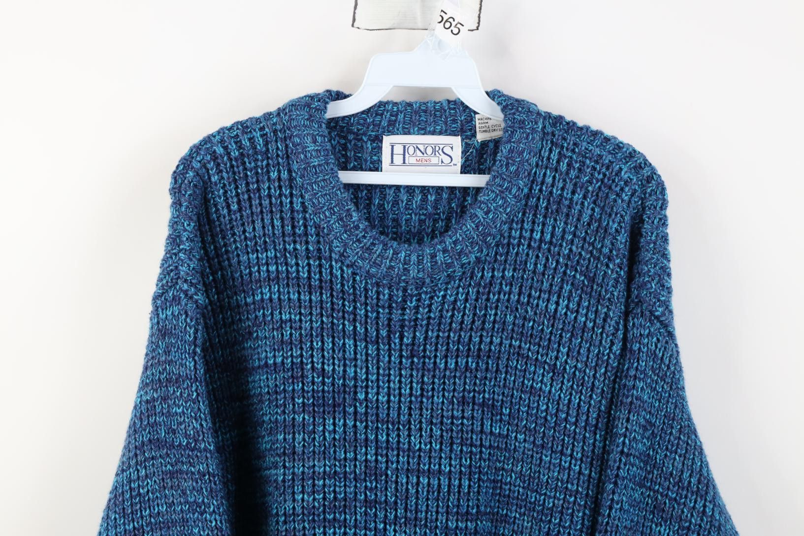 Vintage Vintage 90s Streetwear Ribbed Knit Crewneck Sweater Blue Size US L / EU 52-54 / 3 - 2 Thumbnail
