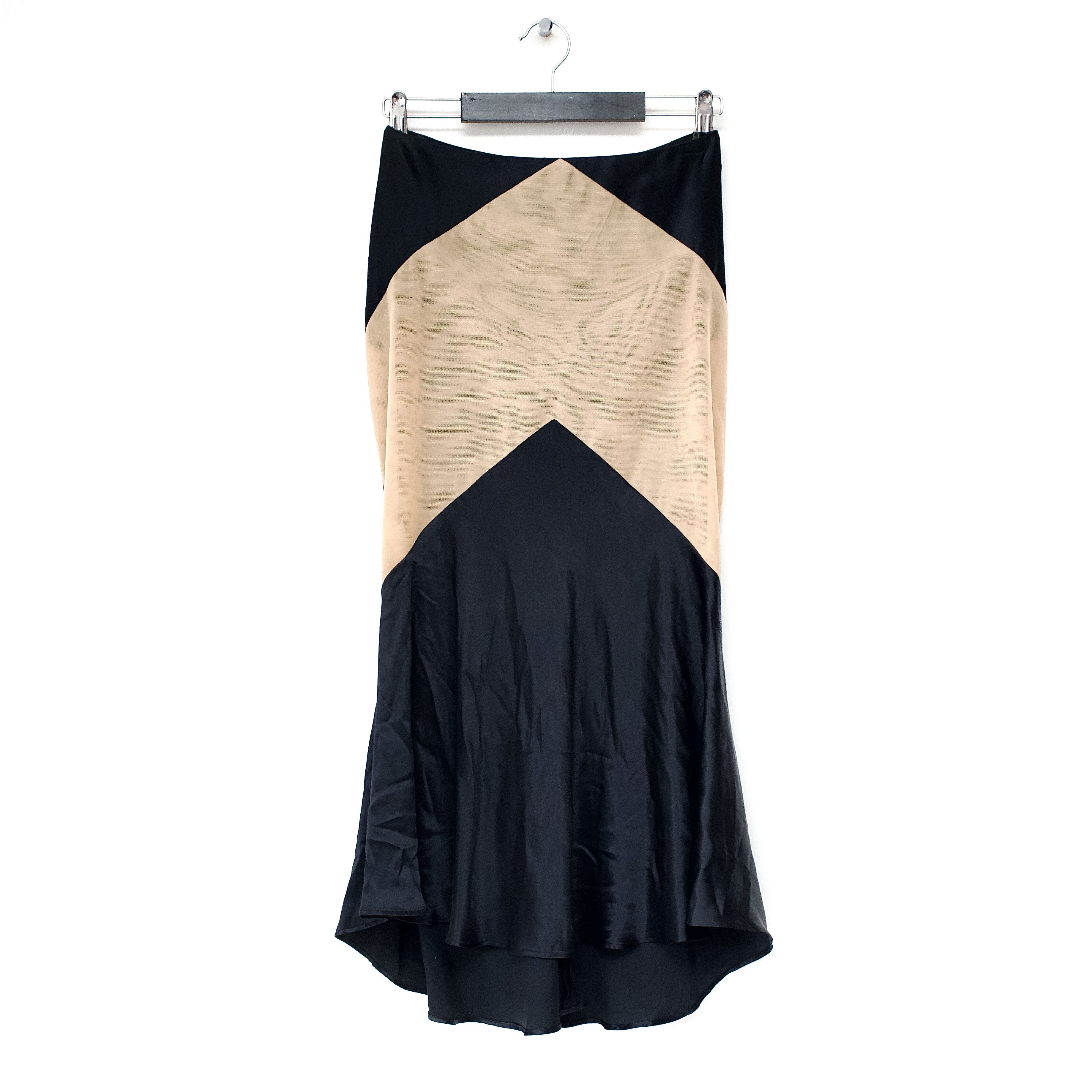 Alexander McQueen S/S 2004 "Deliverance" Chevron Panel Silk Satin Skirt Size 28" / US 6 / IT 42 - 1 Thumbnail