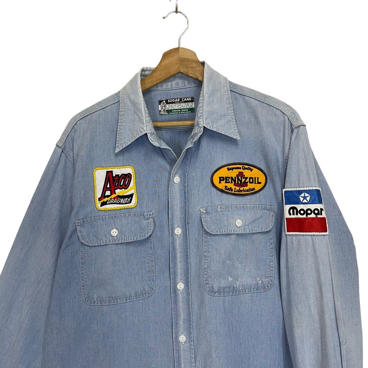 Sugar Cane Vintage 90s Sugar Cane Big Logo Button Ups Denim Tee Size US M / EU 48-50 / 2 - 6 Thumbnail