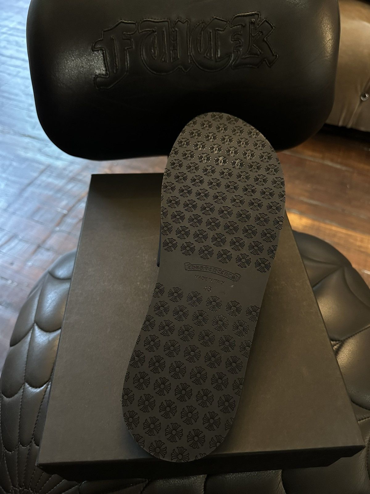 Chrome Hearts CHROME HEARTS PATCH BLACK SLIDES Size US 13 / EU 46 - 3 Thumbnail