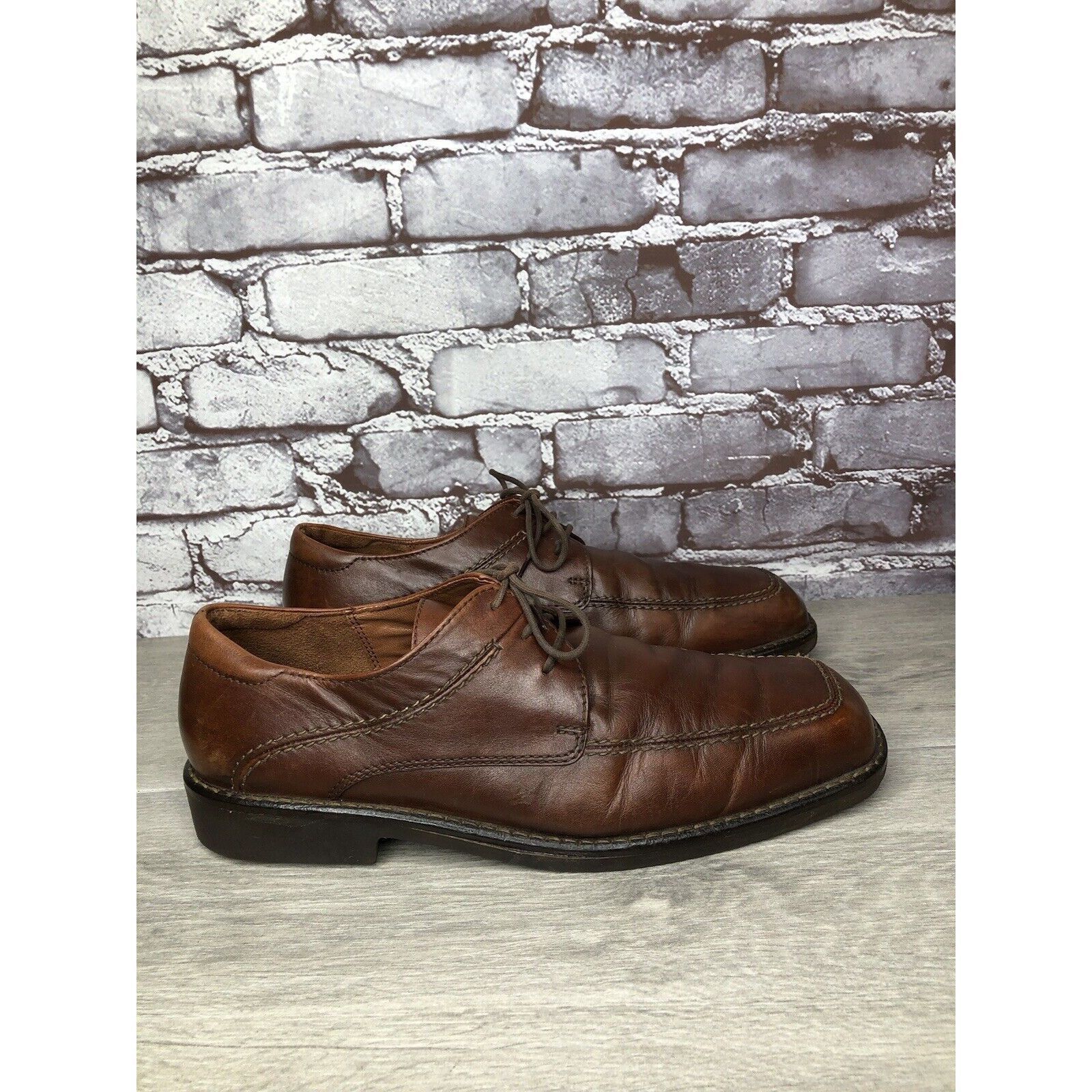 Ecco Ecco Vibram Gumlite Brown Leather Square Toe Oxfords Dress S Size US 12 / EU 45 - 24 Thumbnail