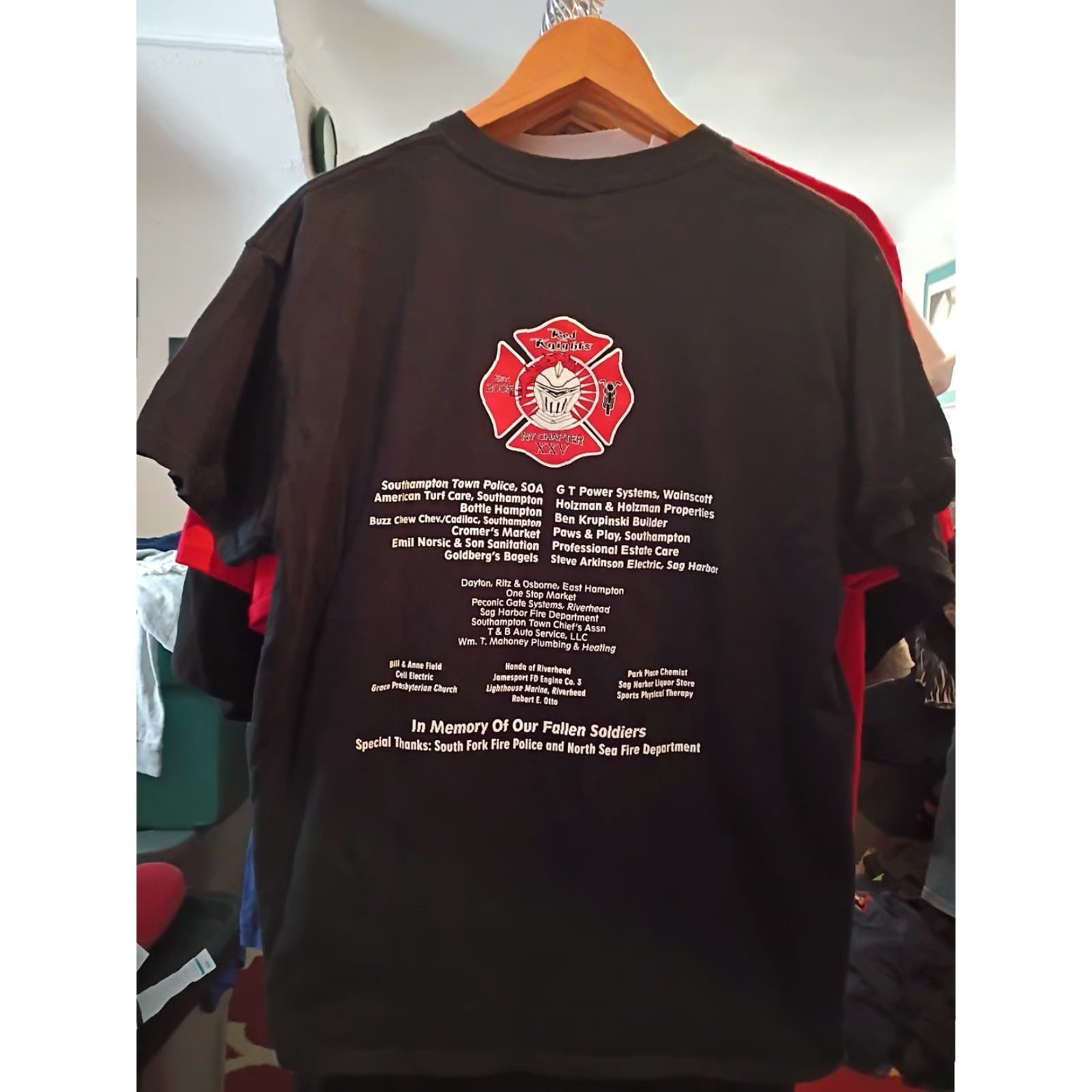Gildan VINTAGE Bike Blessing And Ride Red Knights NY Chapter Firefighter T-shirt Suffolk Blue L Mens Size US L / EU 52-54 / 3 - 3 Thumbnail