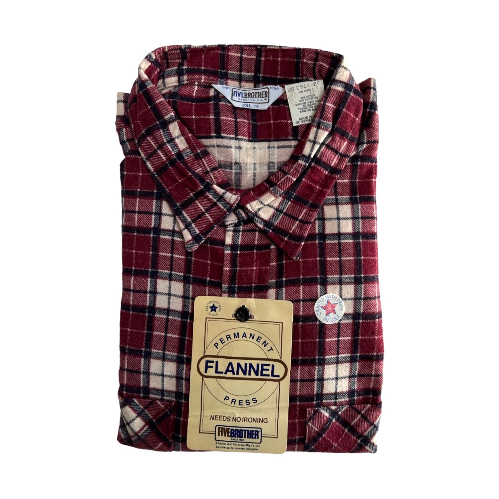 Vintage VINTAGE Five Brother Dakota Plaid Flannel Shirt Mens 3XL Red USA NWT NOS Button-Up Long Sleeve Cotton 80s Size US XXL / EU 58 / 5 - 2 Thumbnail