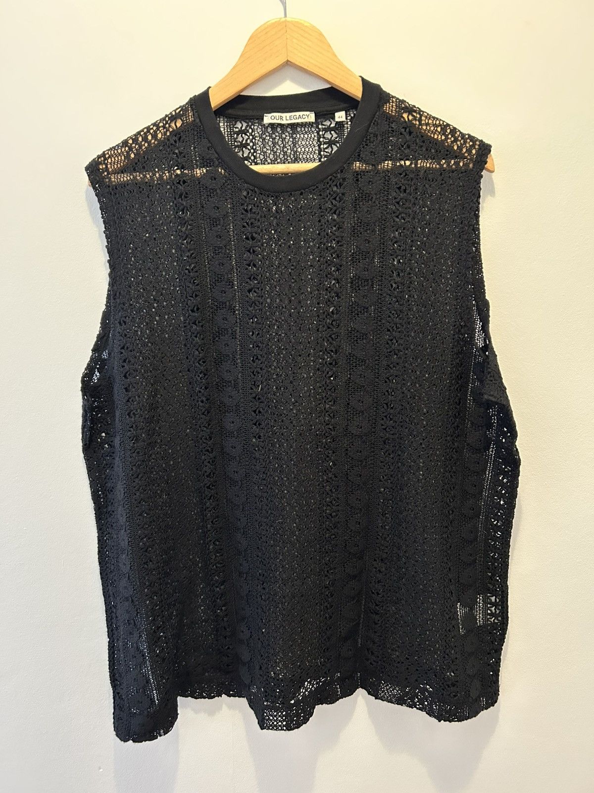 トップス Our Legacy BOX SLEEVELESS Cotton Crochet Our Legacy - Box Sleeveless Black Cotton Crochet