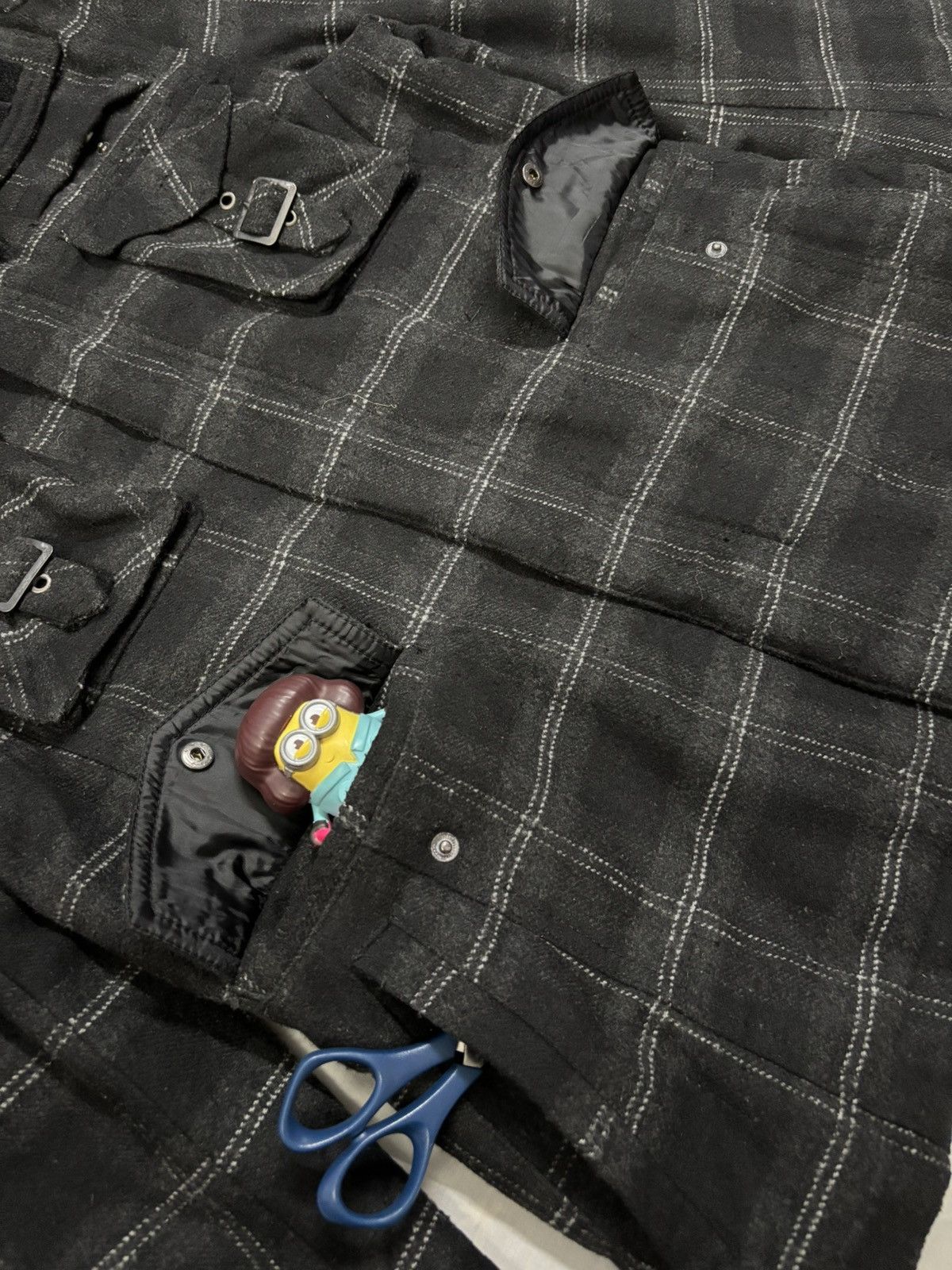 If Six Was Nine In The Attic Plaid Multi-pockets Faux Fur Hooded Punk Jacket Size US S / EU 44-46 / 1 - 8 Thumbnail