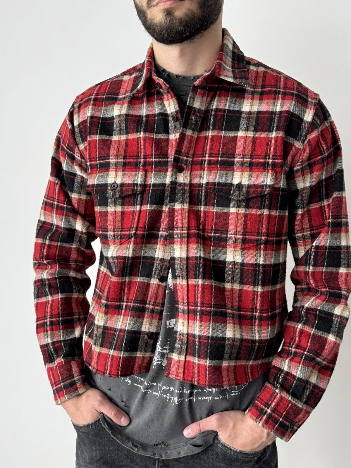 Saint Laurent Paris Saint Laurent Paris 2018 Cotton Checked Flannel Shirt Size US S / EU 44-46 / 1 - 1 Thumbnail