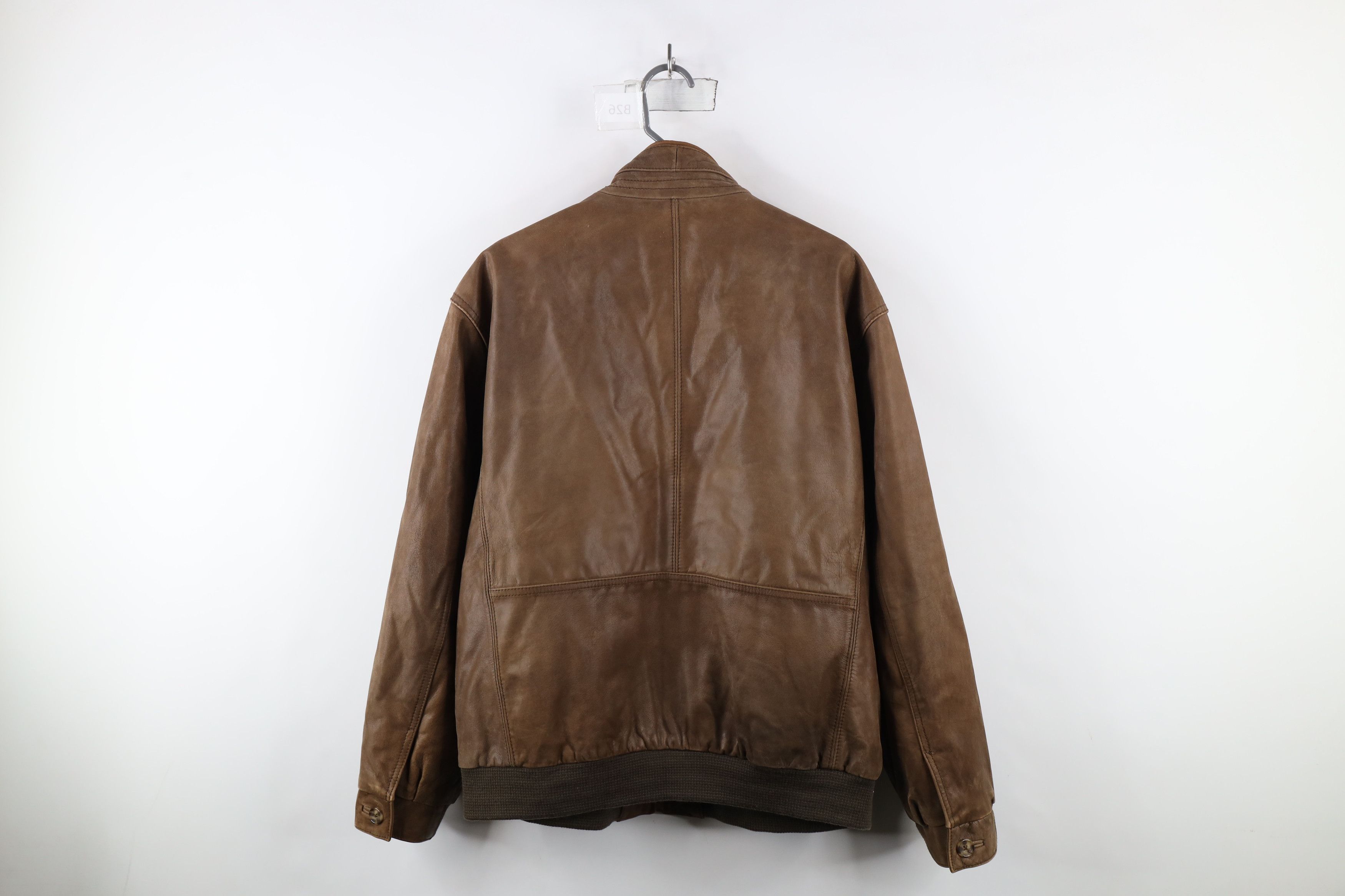 Vintage Vintage 90s Streetwear Leather Flight Bomber Jacket Brown Size US XL / EU 56 / 4 - 14 Thumbnail