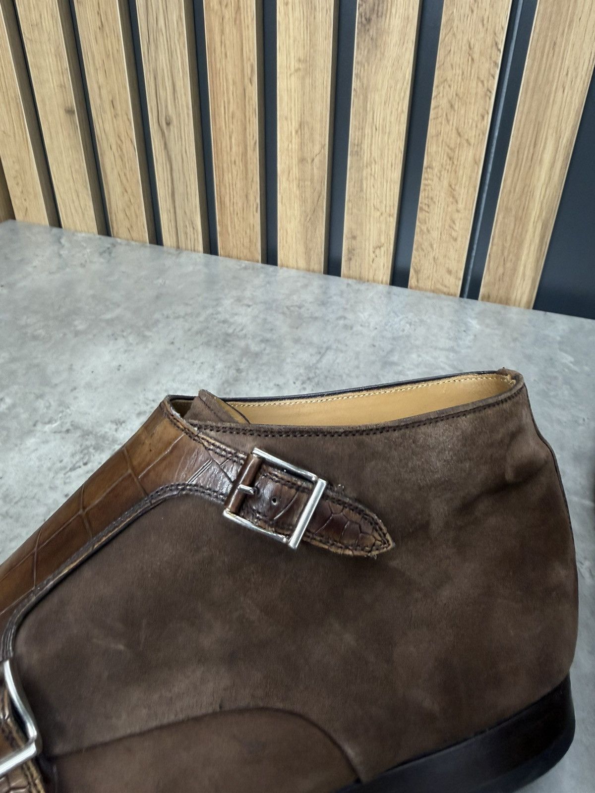 Magnanni Magnanni Double Monk Strap Ankle Boots Brown Suede Leather Size US 13 / EU 46 - 16 Thumbnail